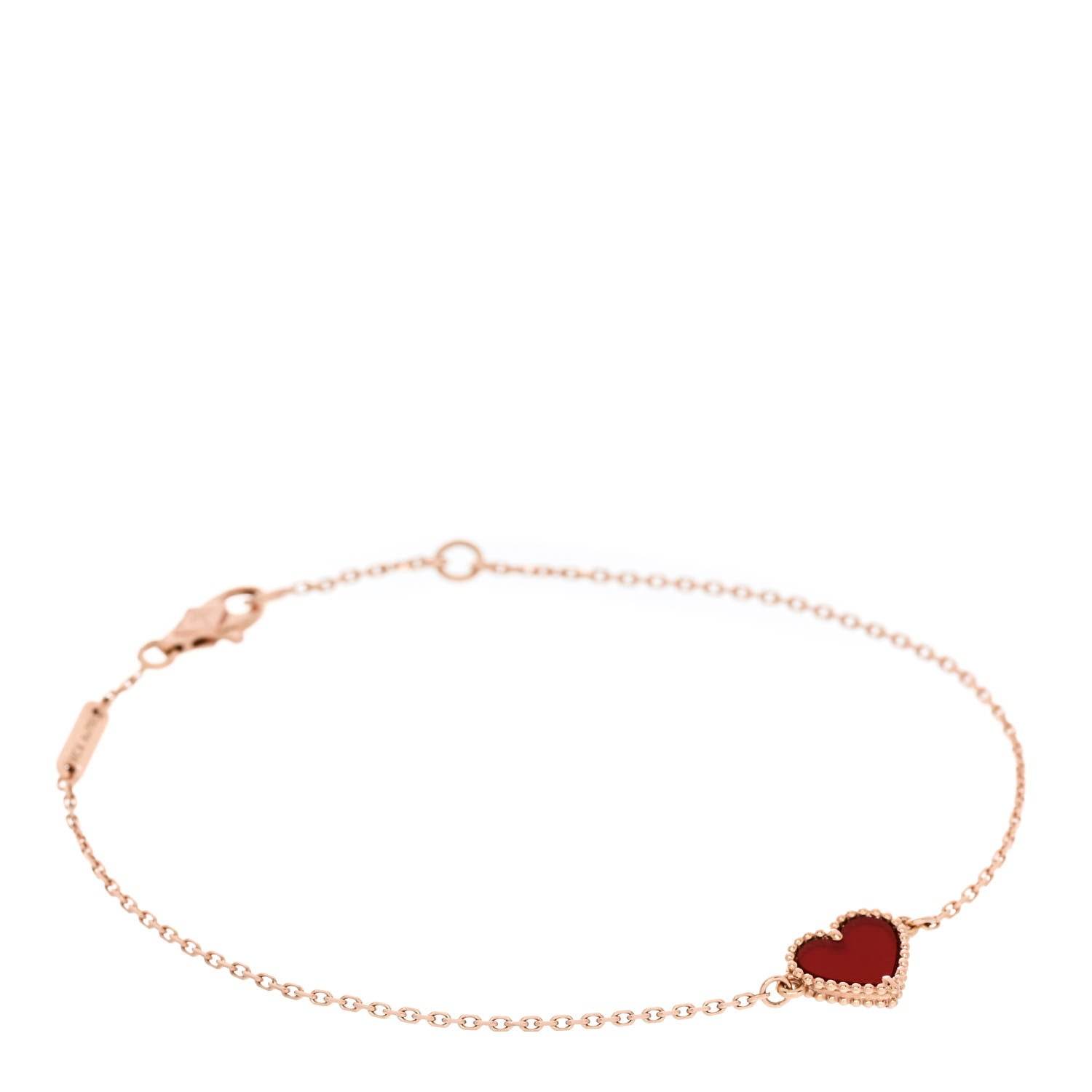 18K Rose Gold Carnelian Sweet Alhambra Heart Bracelet