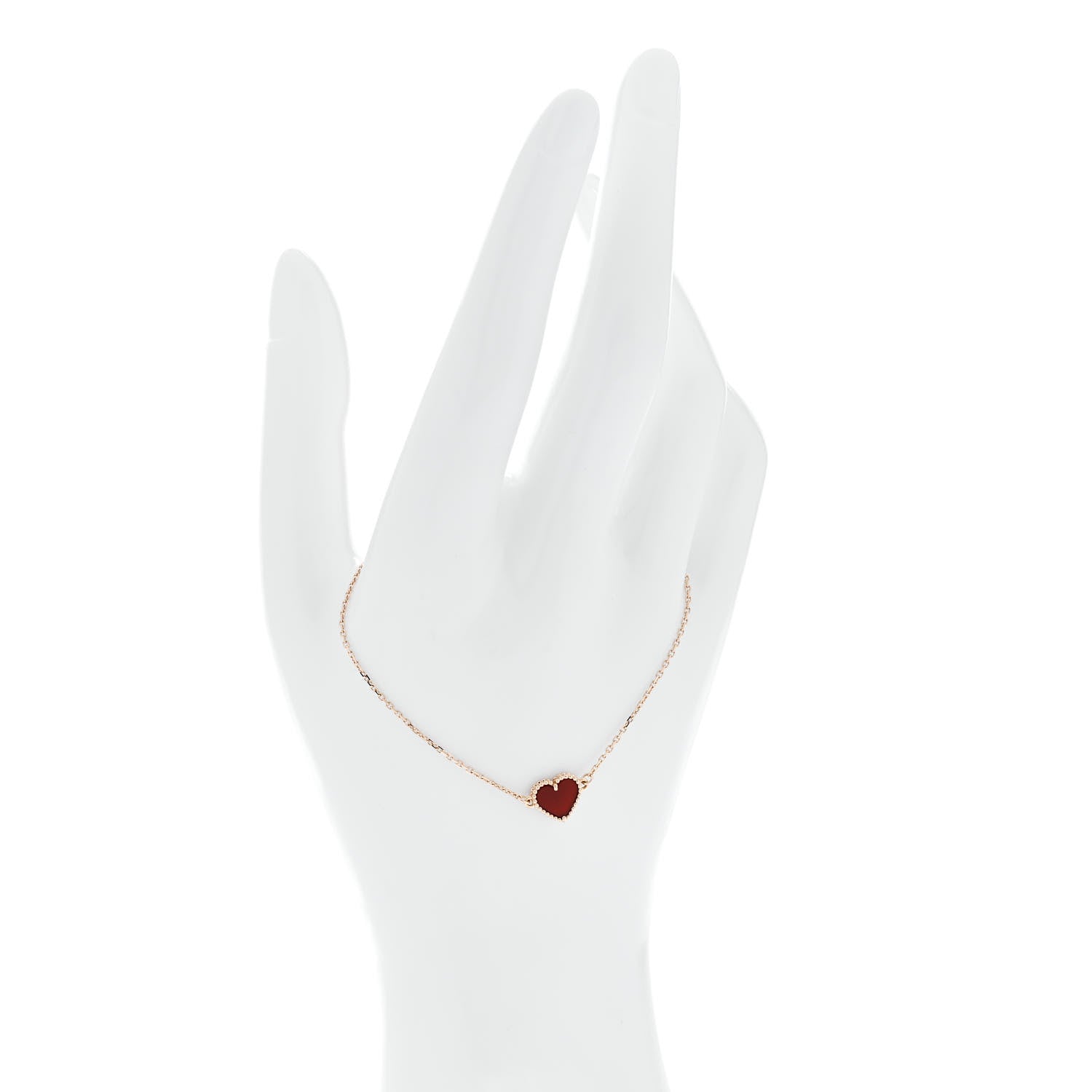 18K Rose Gold Carnelian Sweet Alhambra Heart Bracelet
