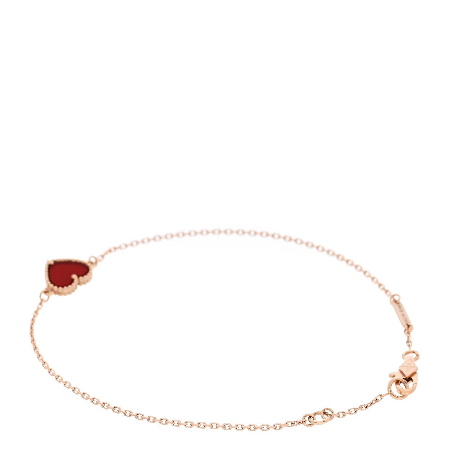 18K Rose Gold Carnelian Sweet Alhambra Heart Bracelet