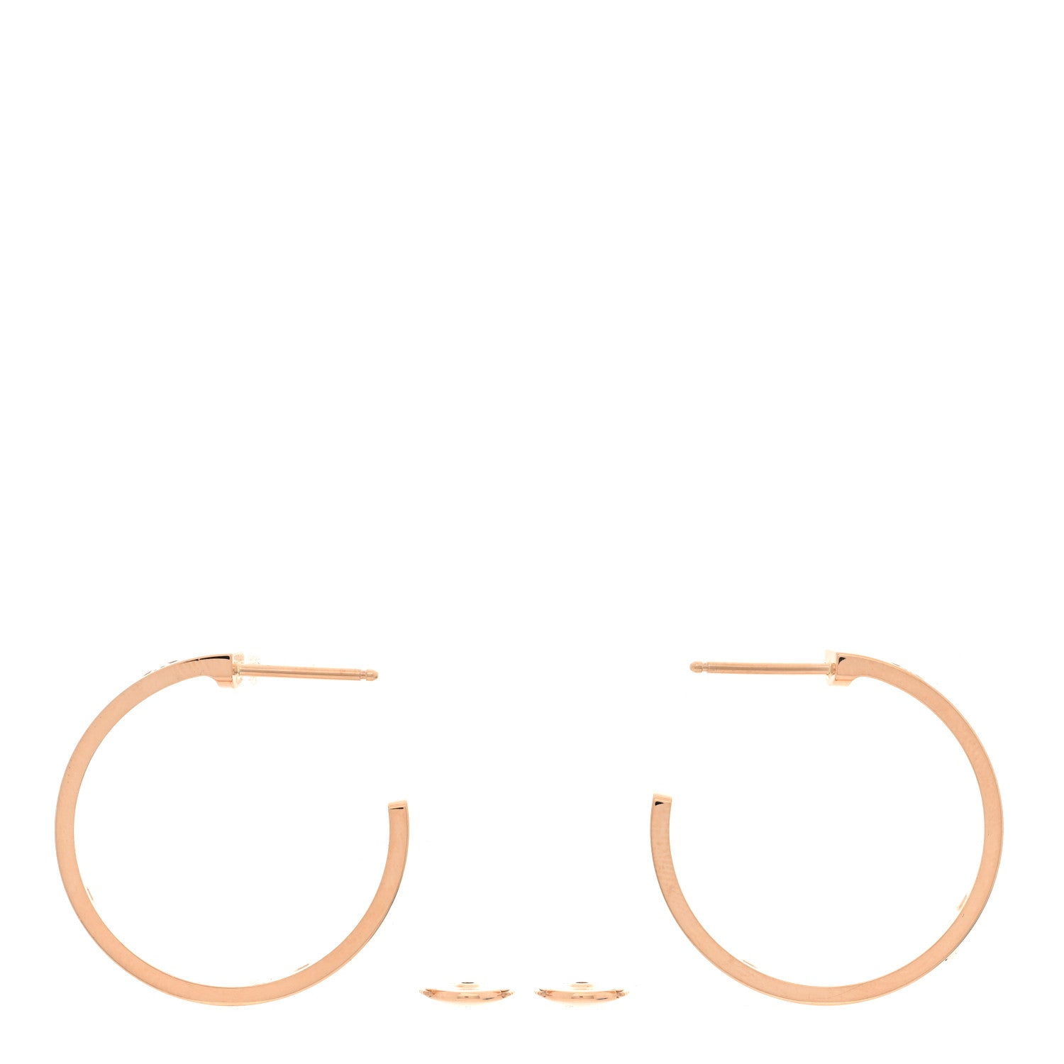 18K Pink Gold 3 Diamond 3.5mm LOVE Hoop Earrings