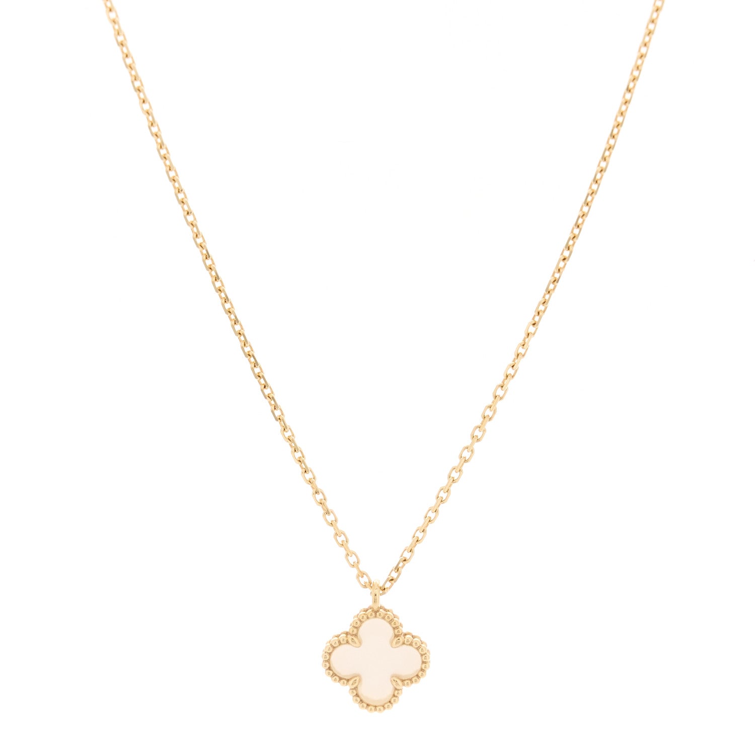 18K Yellow Gold Mother of Pearl Sweet Alhambra Pendant Necklace