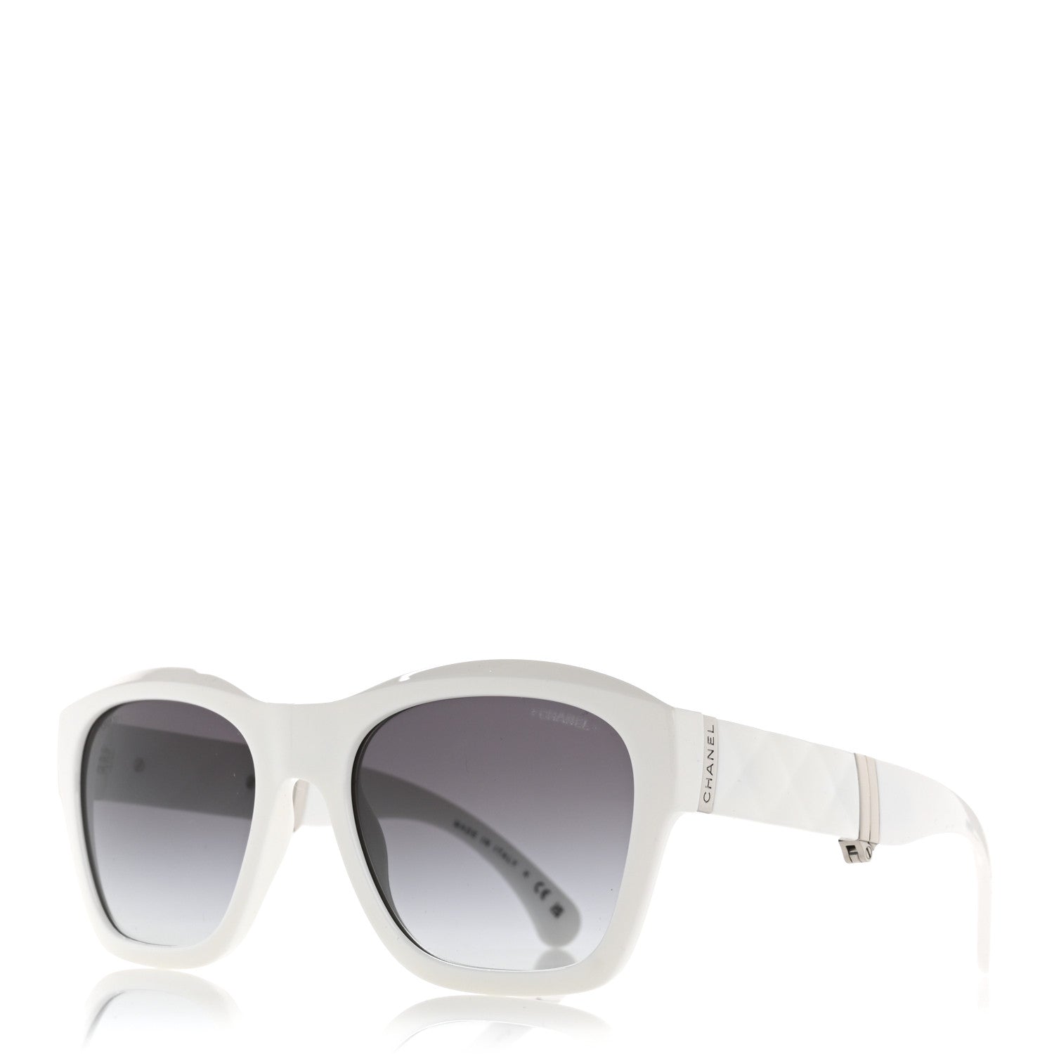 Acetate Metal Crystal Square Folding Sunglasses 6055-B White