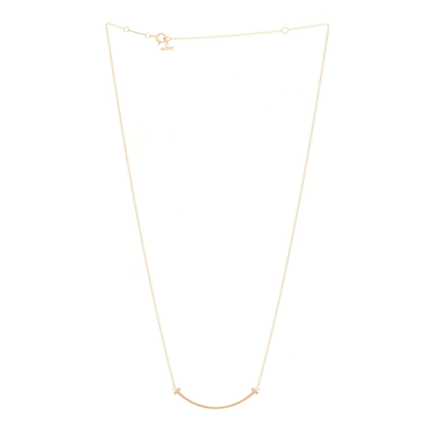 18K Rose Gold Small T Smile Pendant Necklace