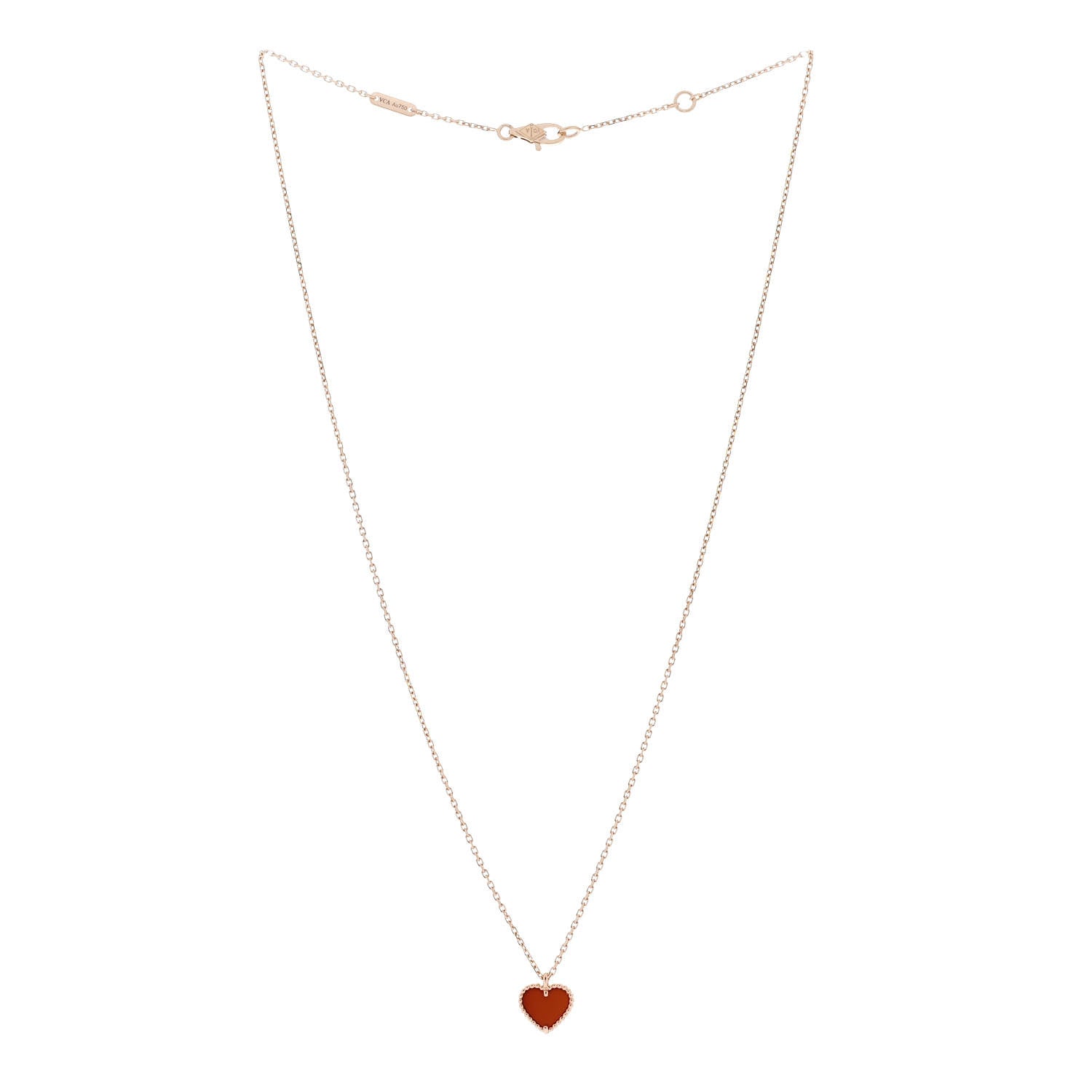18K Rose Gold Carnelian Sweet Alhambra Heart Pendant Necklace