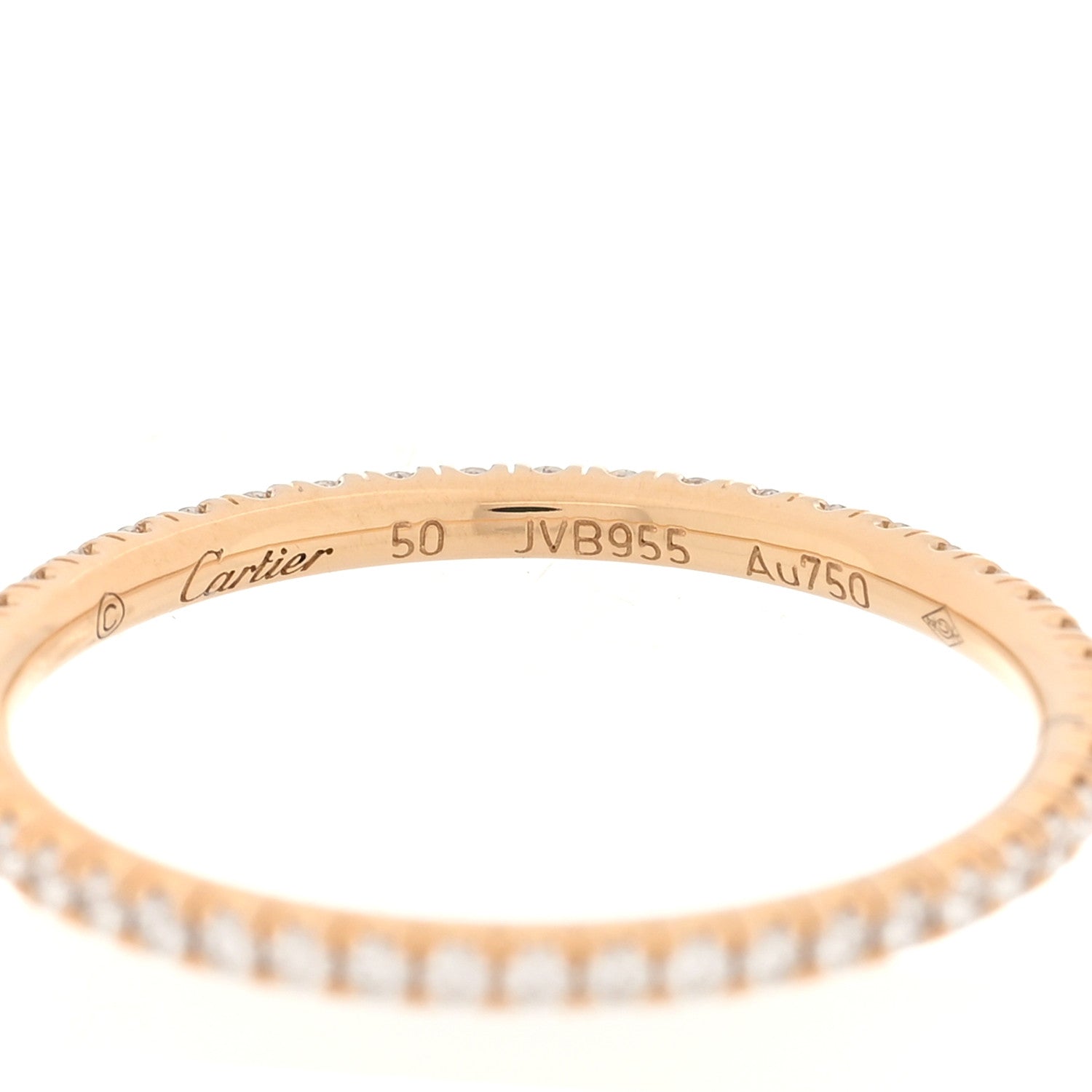 18K Pink Gold Diamond 1.5mm Etincelle de Cartier Wedding Band Ring 50 5.25