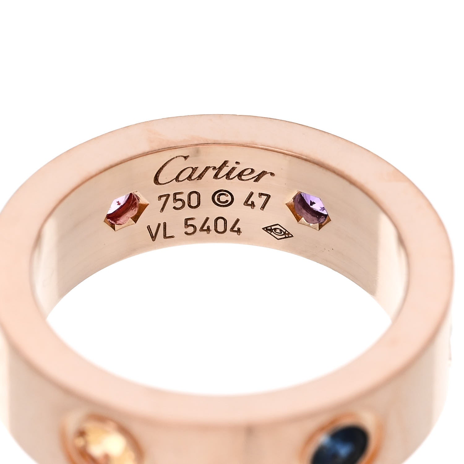 18K Pink Gold Sapphire Garnet Amethyst 5.5mm LOVE Ring 47 4.25