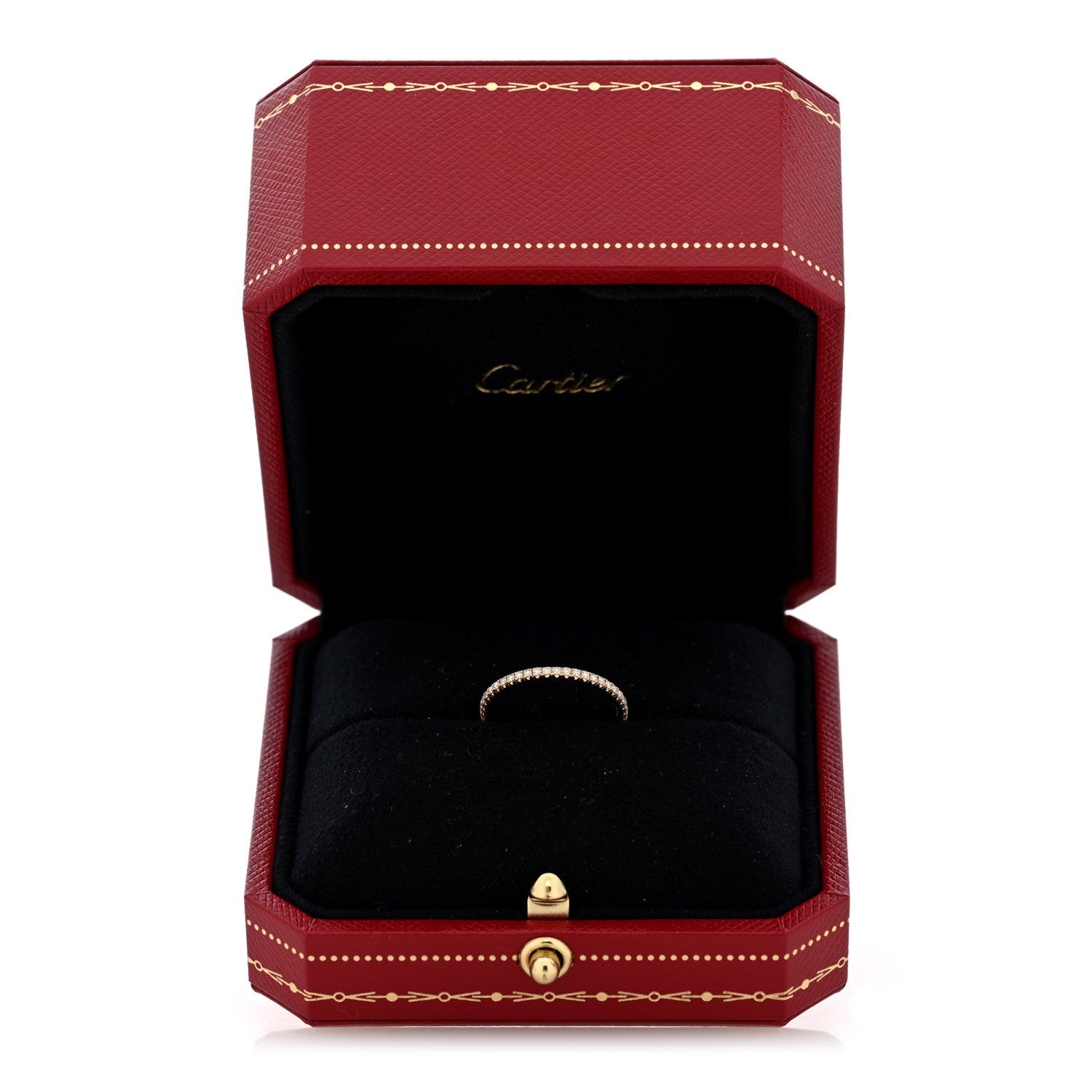18K Pink Gold Diamond 1.5mm Etincelle de Cartier Wedding Band Ring 50 5.25