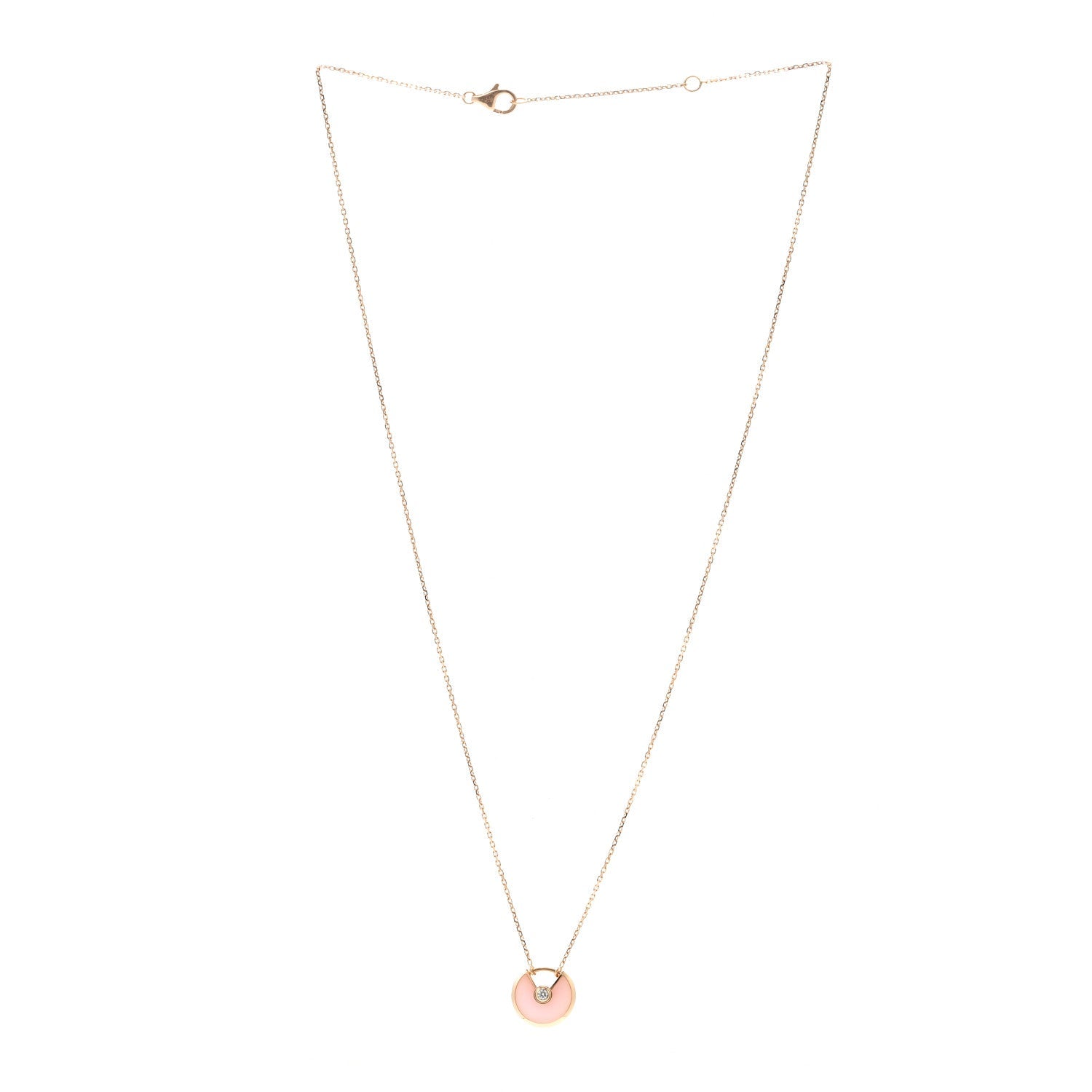 18K Pink Gold Diamond Pink Opal XS Amulette de Cartier Pendant Necklace