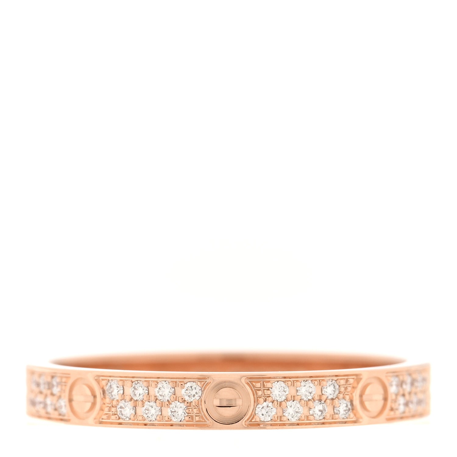 18K Pink Gold Diamond 2.6mm LOVE Paved Band Ring 51 5.75