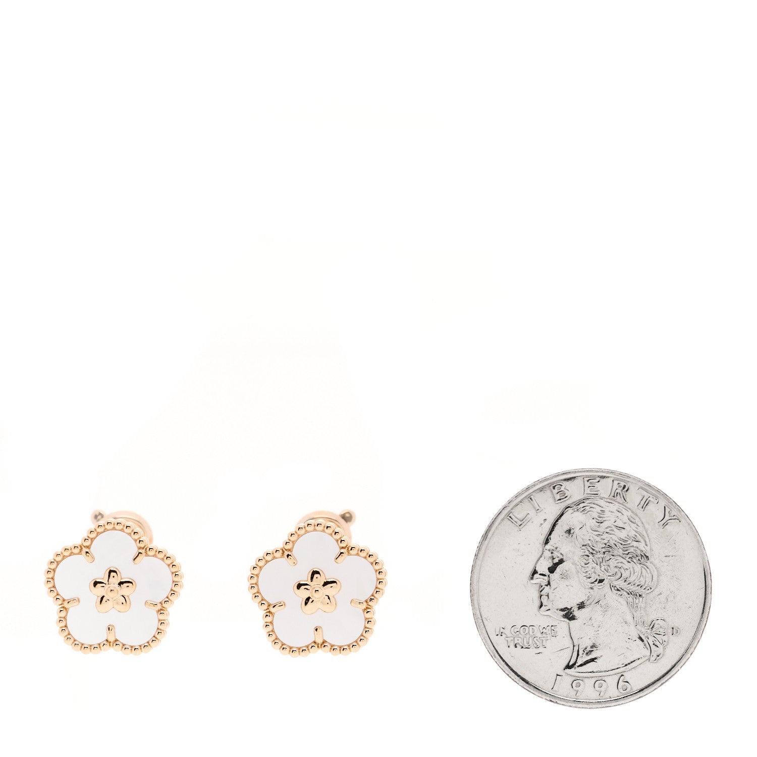 18K Rose Gold Mother of Pearl Lucky Springs Plum Blossom Earrings