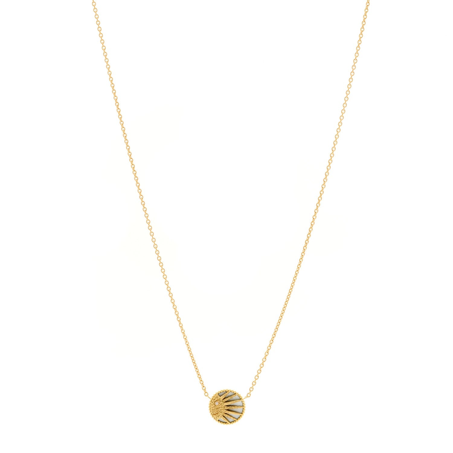 18K Yellow White Gold Diamond Black Onyx Mother of Pearl Rose Celeste Pendant Necklace