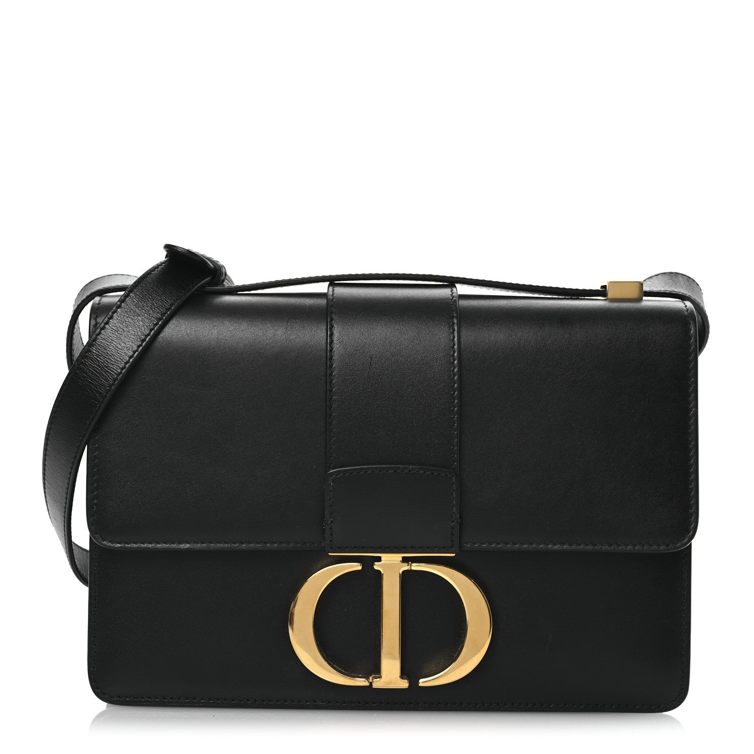 Box Calfskin 30 Montaigne Flap Bag Black