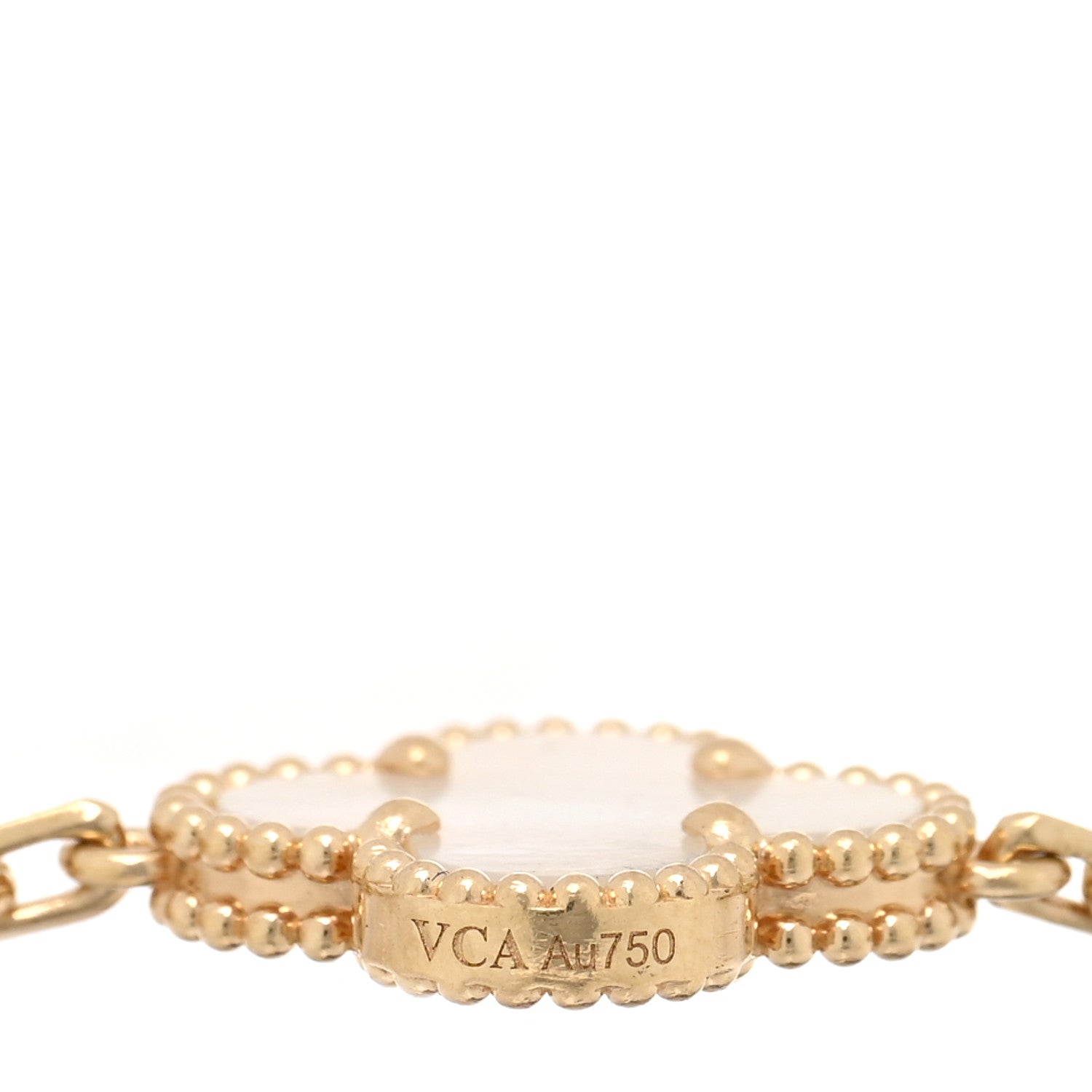 18K Yellow Gold Mother of Pearl 5 Motifs Vintage Alhambra Bracelet