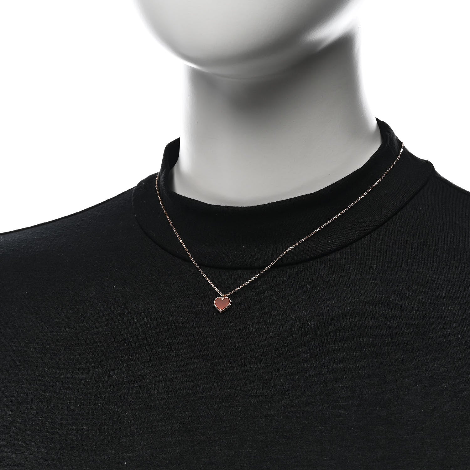 18K Rose Gold Carnelian Sweet Alhambra Heart Pendant Necklace
