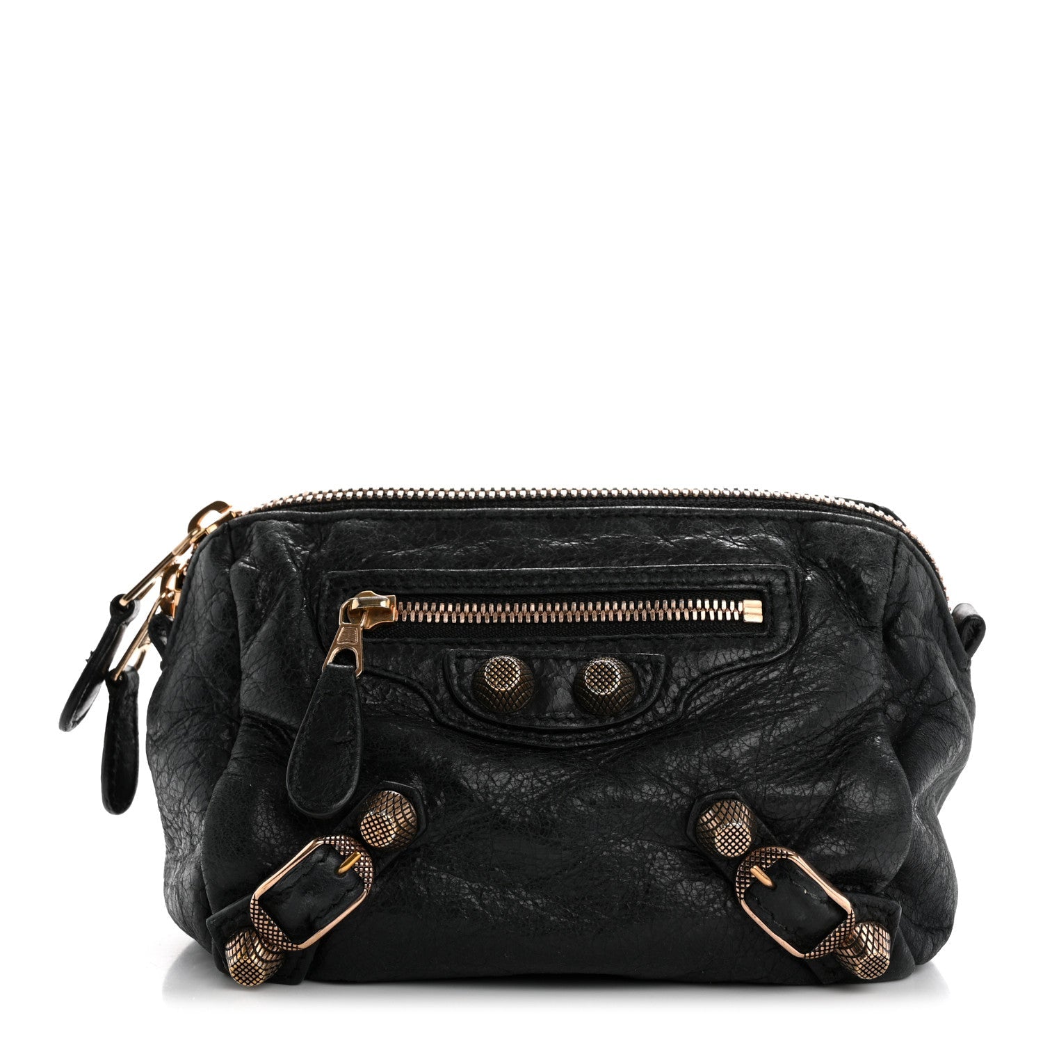 Agneau Giant 12 Rose Gold Hardware Pencil Case Black