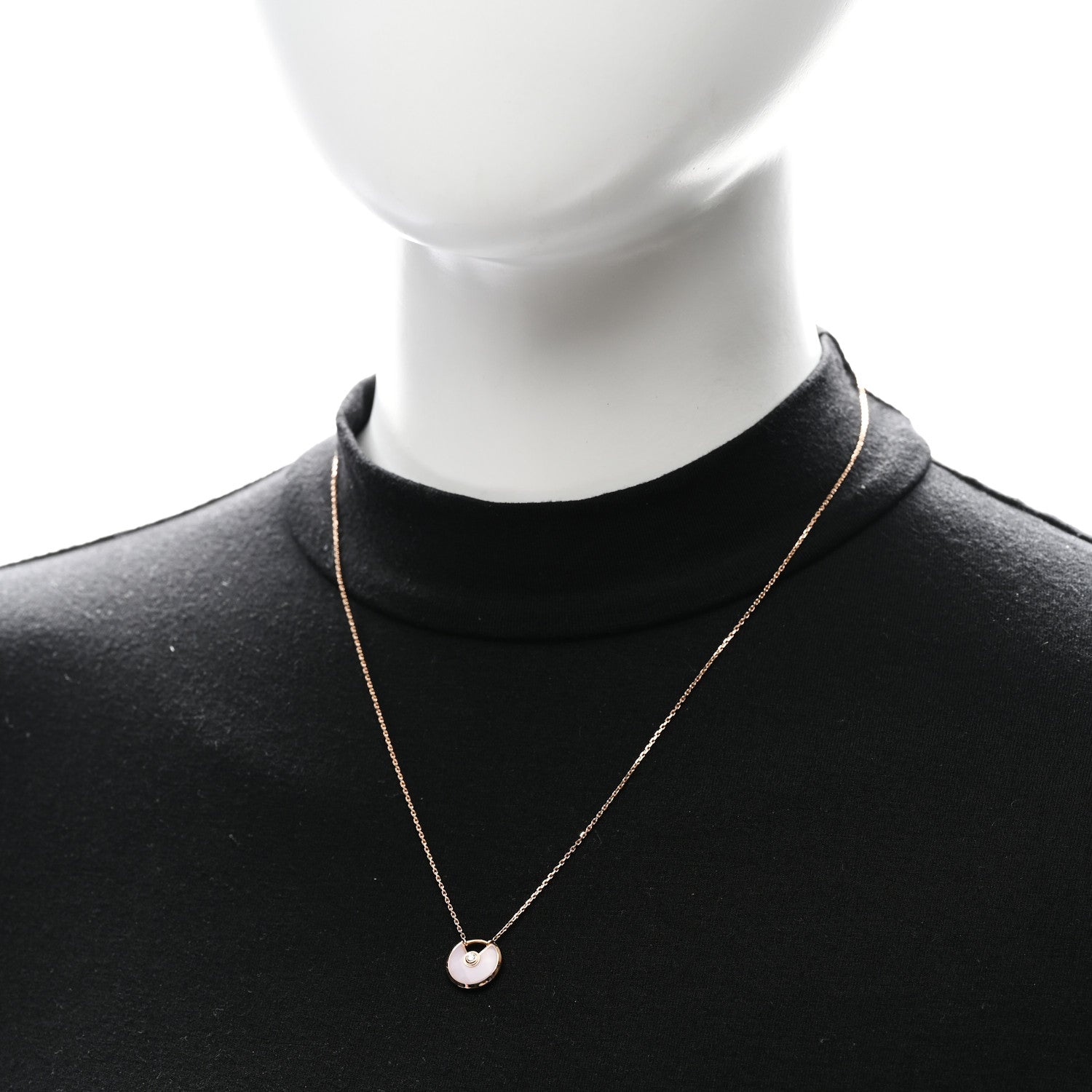 18K Pink Gold Diamond Pink Opal XS Amulette de Cartier Pendant Necklace