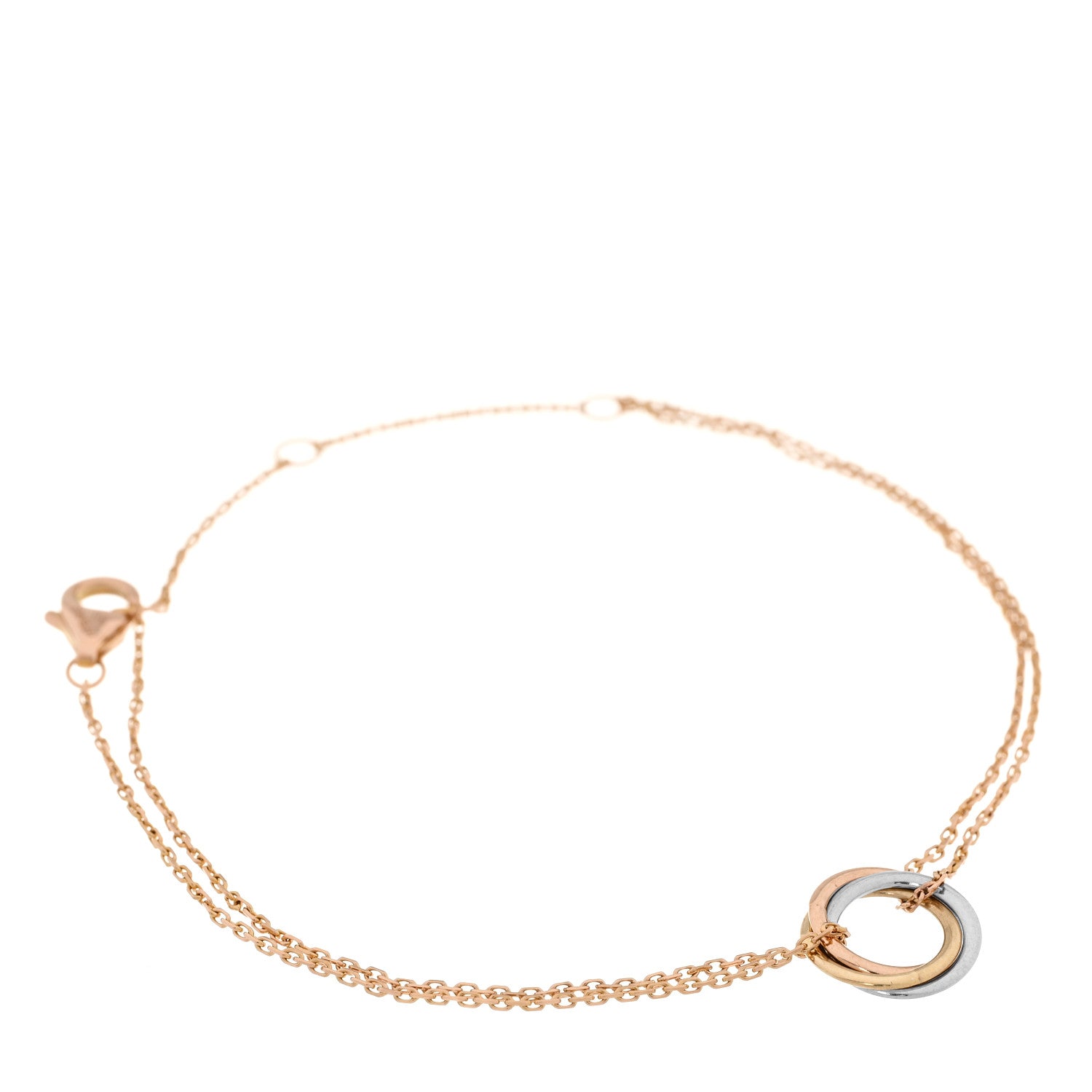18K Pink Yellow White Gold Trinity Bracelet