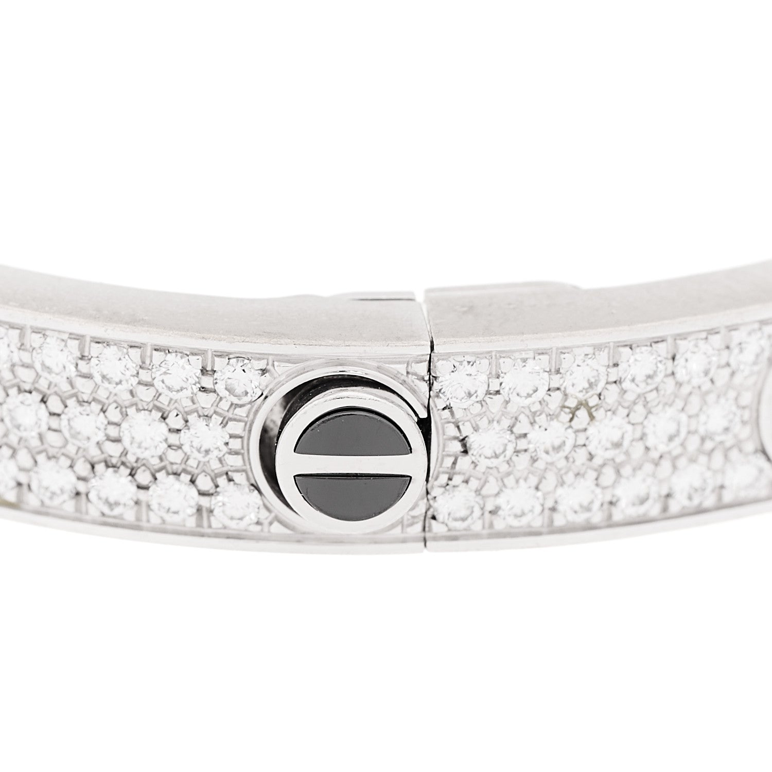 18K White Gold Diamond Ceramic LOVE Paved Bracelet 17