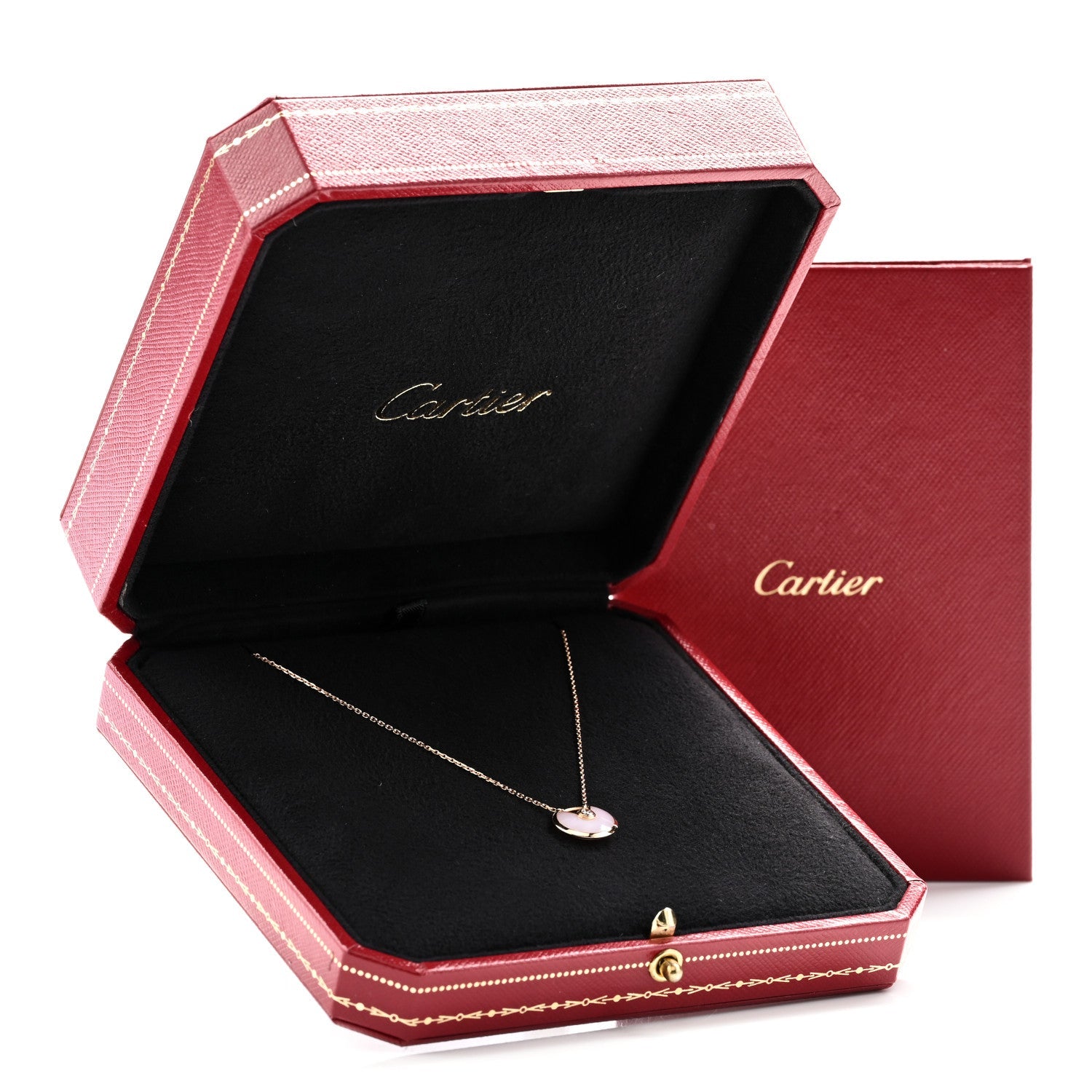 18K Pink Gold Diamond Pink Opal XS Amulette de Cartier Pendant Necklace