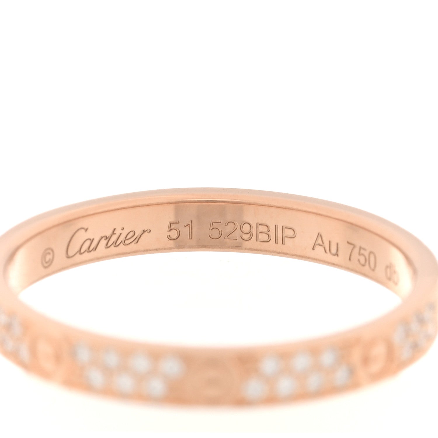 18K Pink Gold Diamond 2.6mm LOVE Paved Band Ring 51 5.75