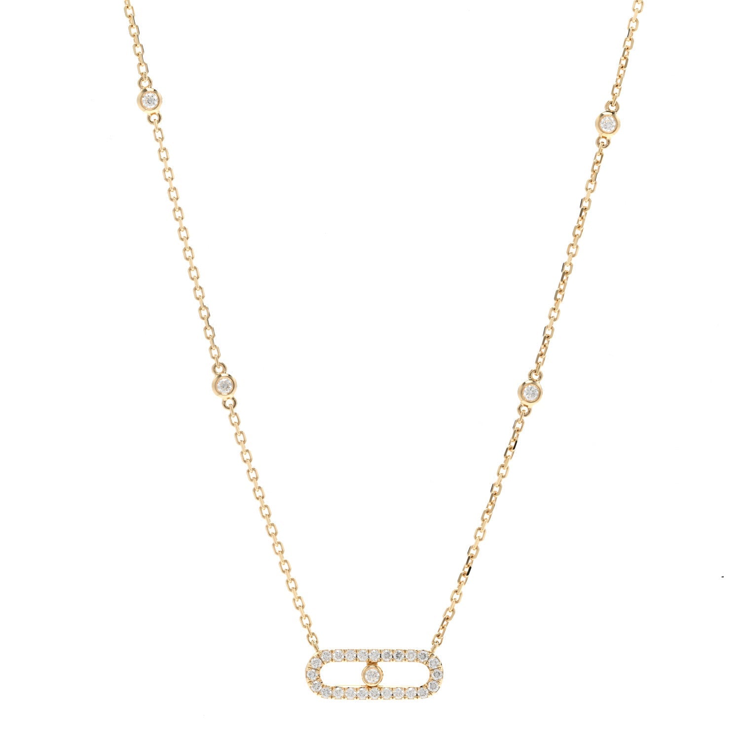 18K Yellow Gold Diamond Move Uno Pave Necklace