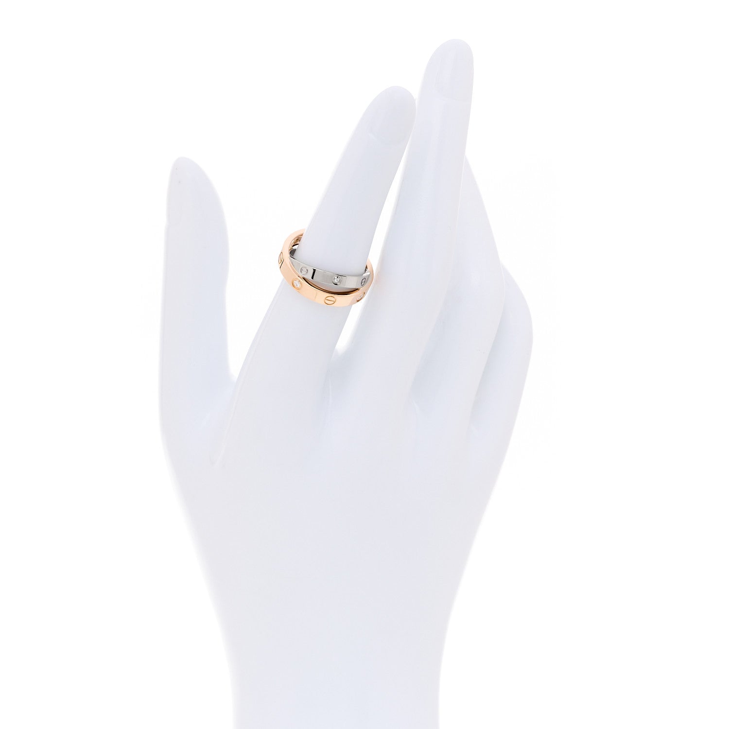 18K Pink White Gold 6 Diamond LOVE Ring 51 5.75