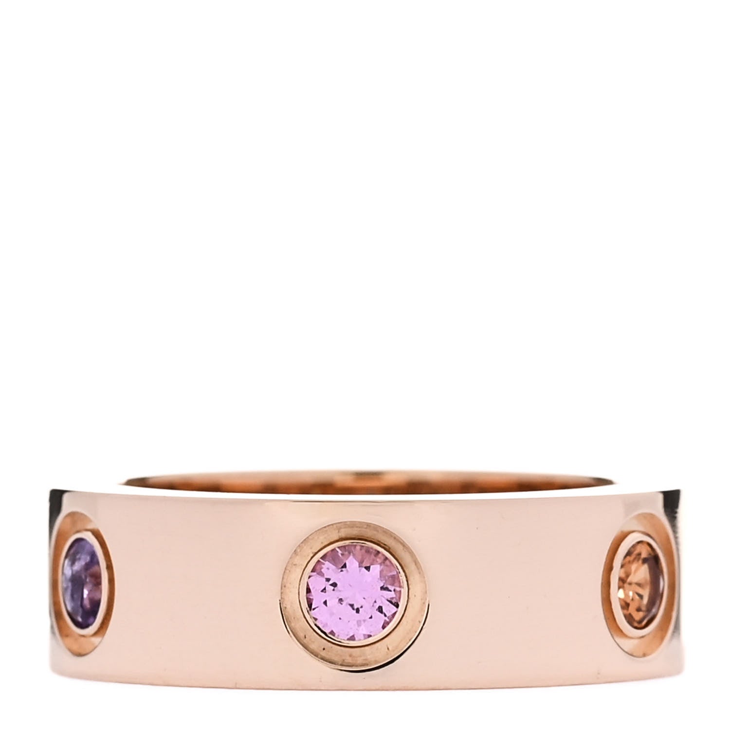 18K Pink Gold Sapphire Garnet Amethyst 5.5mm LOVE Ring 47 4.25