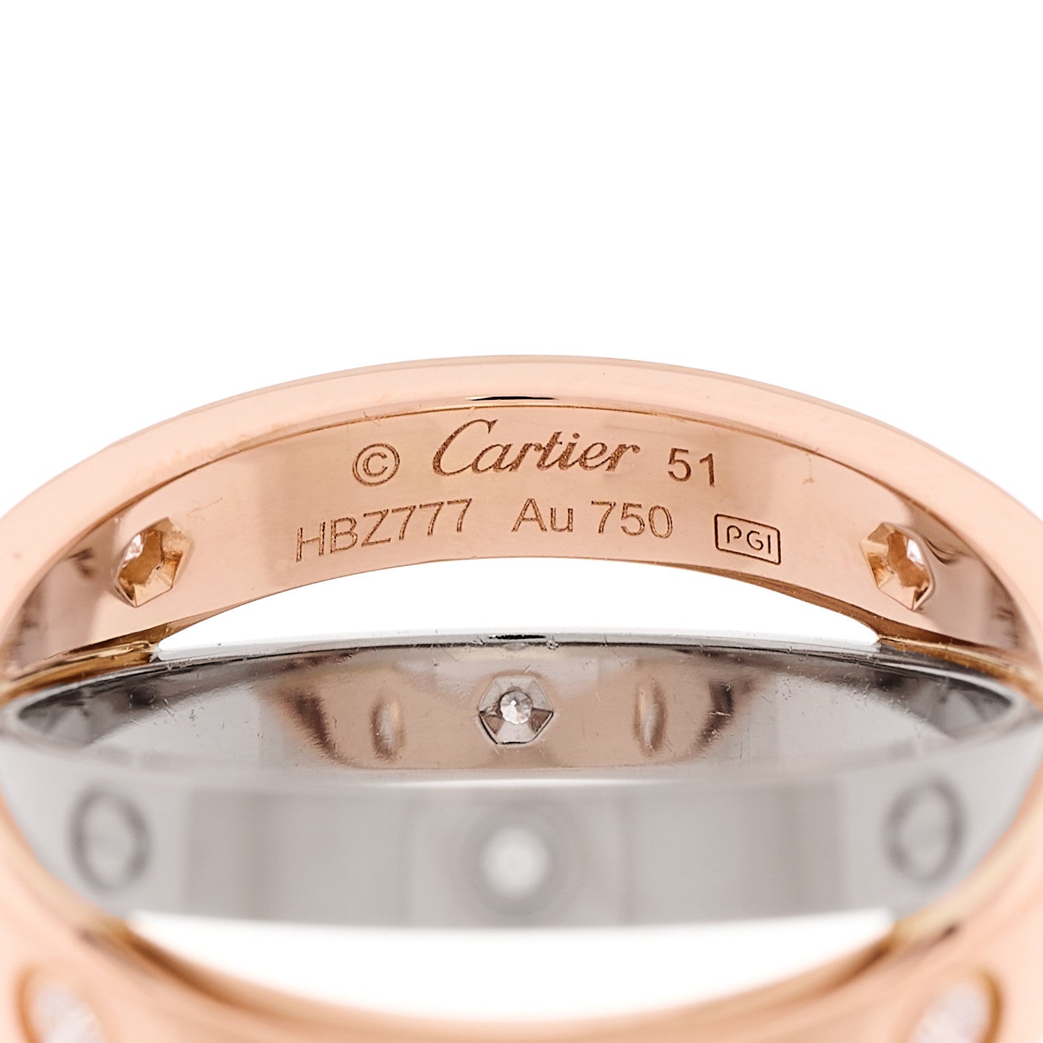 18K Pink White Gold 6 Diamond LOVE Ring 51 5.75
