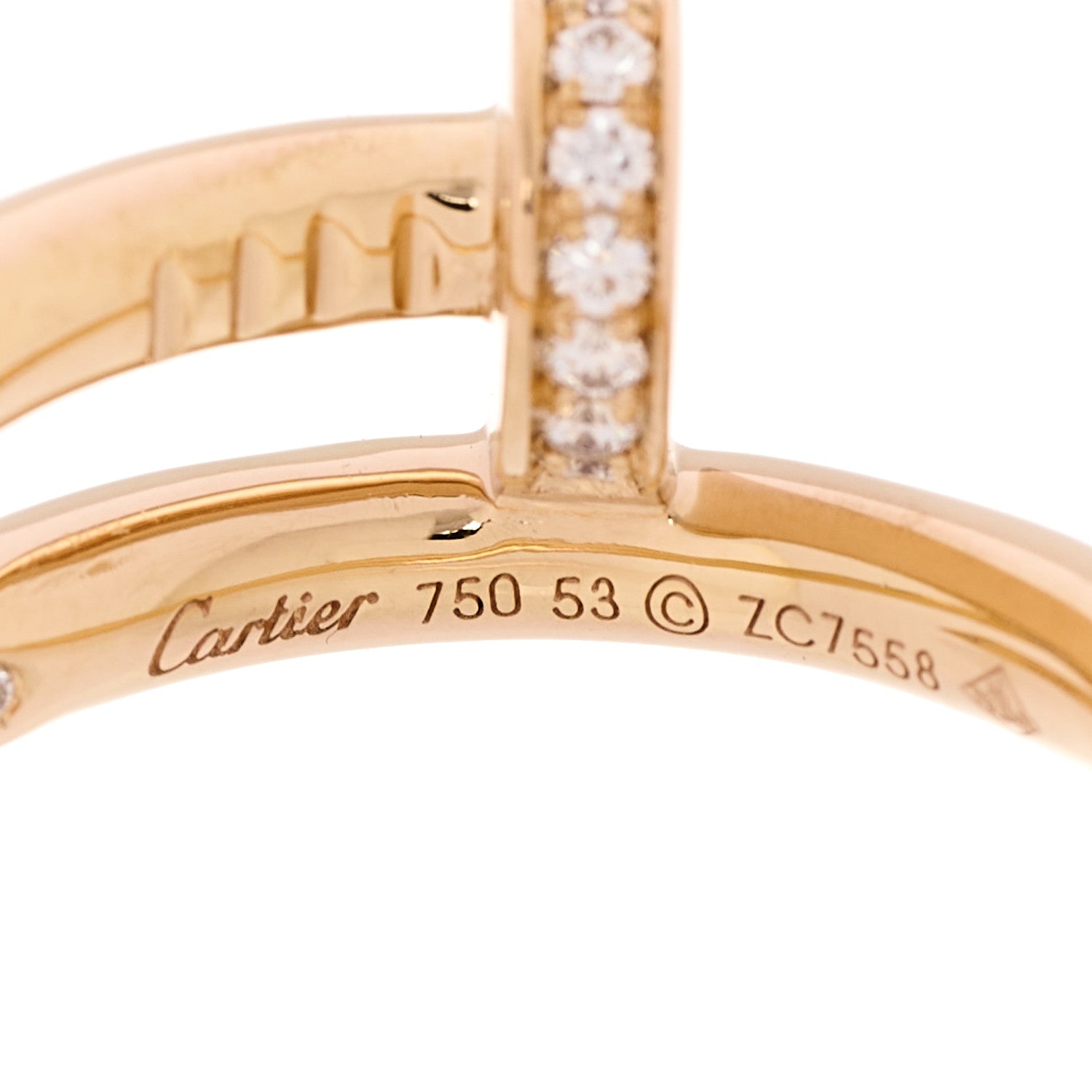 18K Pink Gold Diamond Juste Un Clou Ring 53 6.25