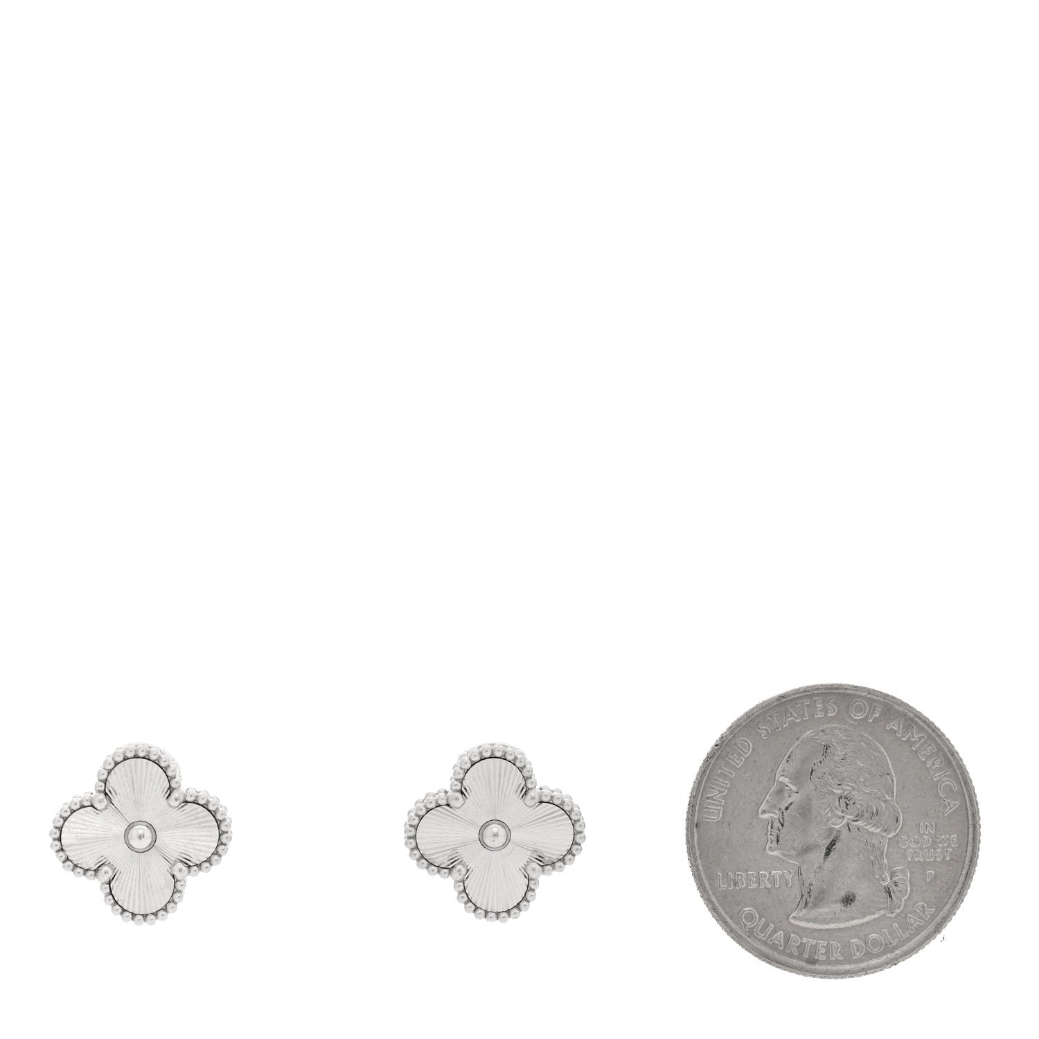 18K White Gold Guilloche Vintage Alhambra Earrings