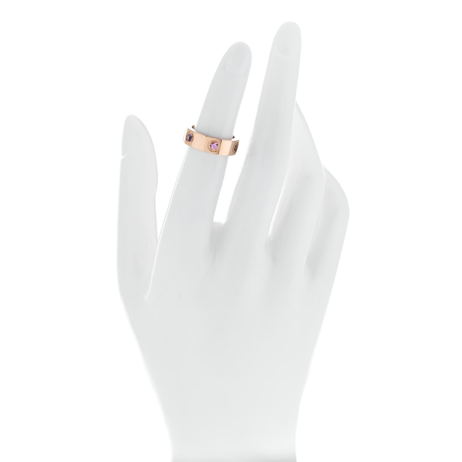 18K Pink Gold Sapphire Garnet Amethyst 5.5mm LOVE Ring 47 4.25