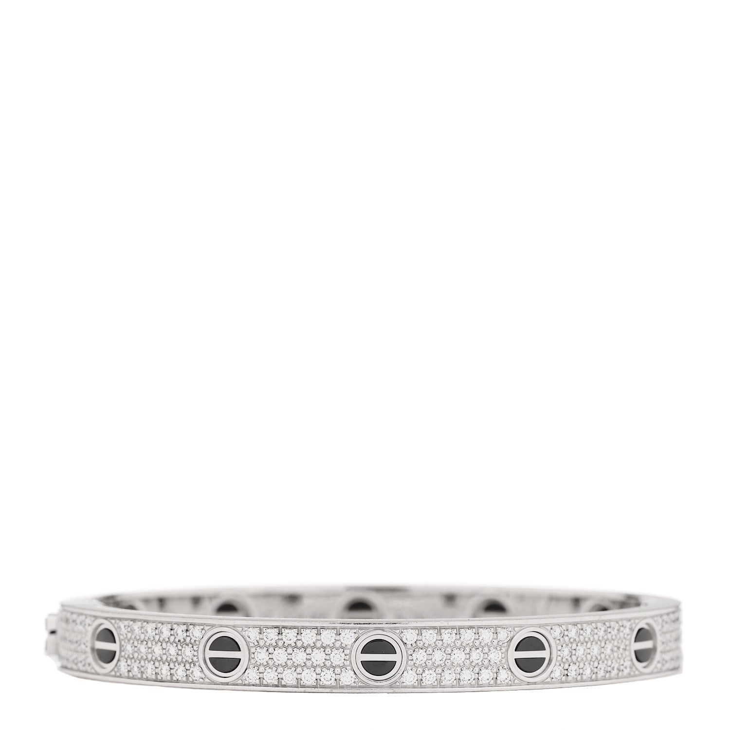 18K White Gold Diamond Ceramic LOVE Paved Bracelet 17