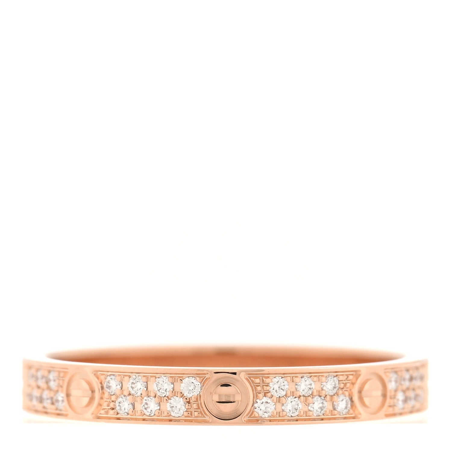 18K Pink Gold Diamond 2.6mm LOVE Paved Band Ring 51 5.75