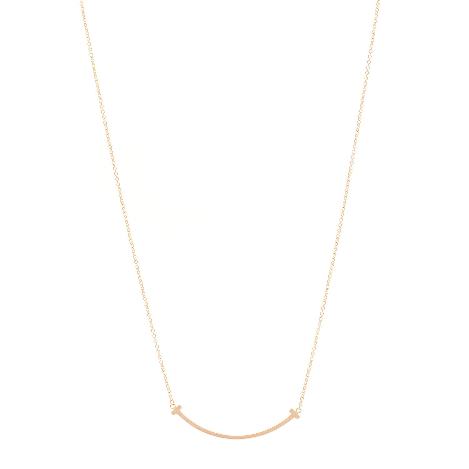18K Rose Gold Small T Smile Pendant Necklace