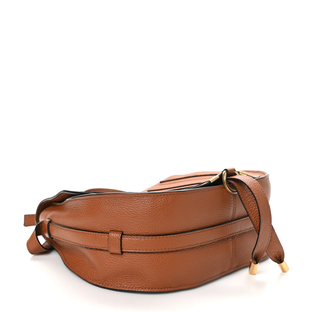 Grained Calfskin Medium Marcie Saddle Bag Tan