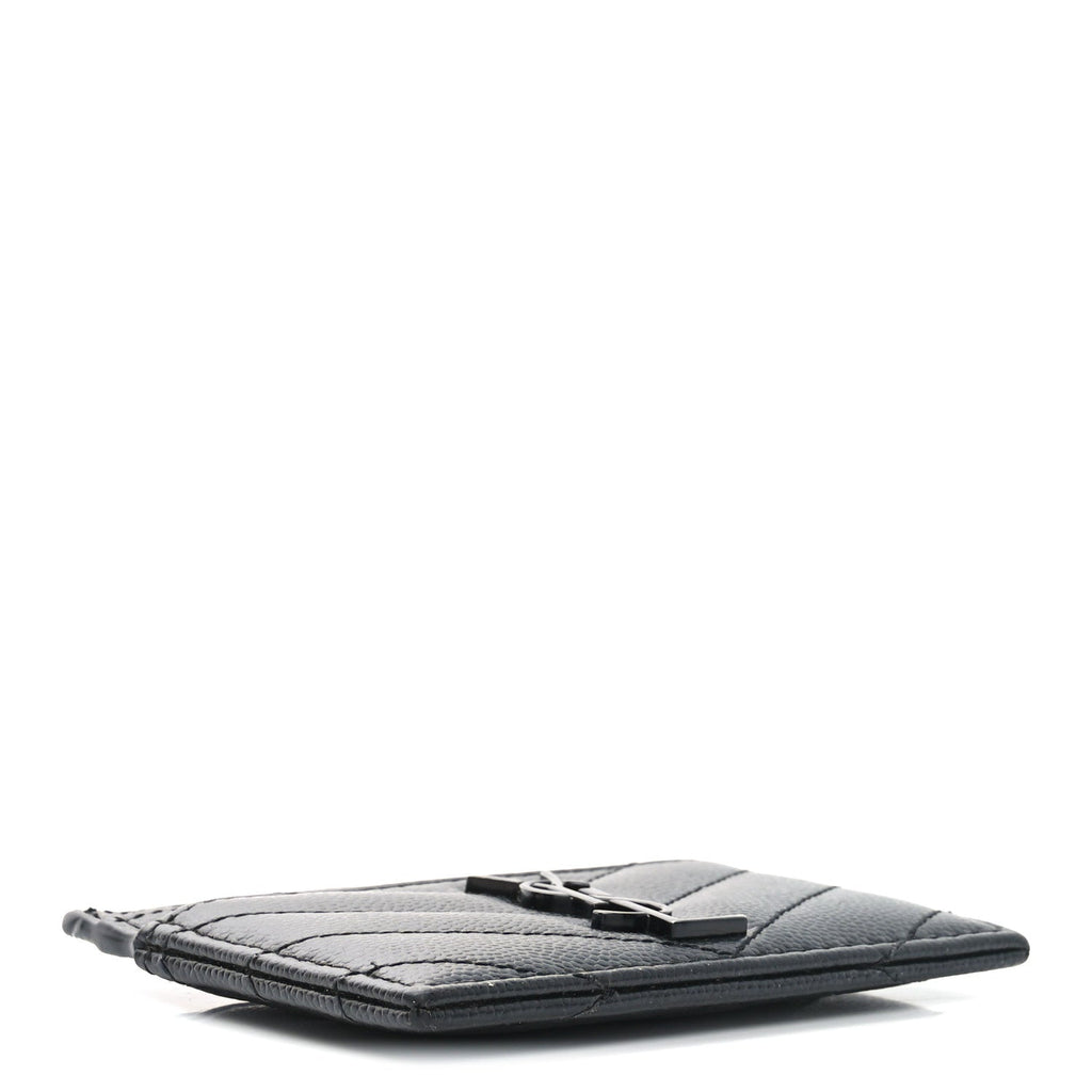 Grain De Poudre Matelasse Chevron Monochrome Monogram Credit Card Case Black