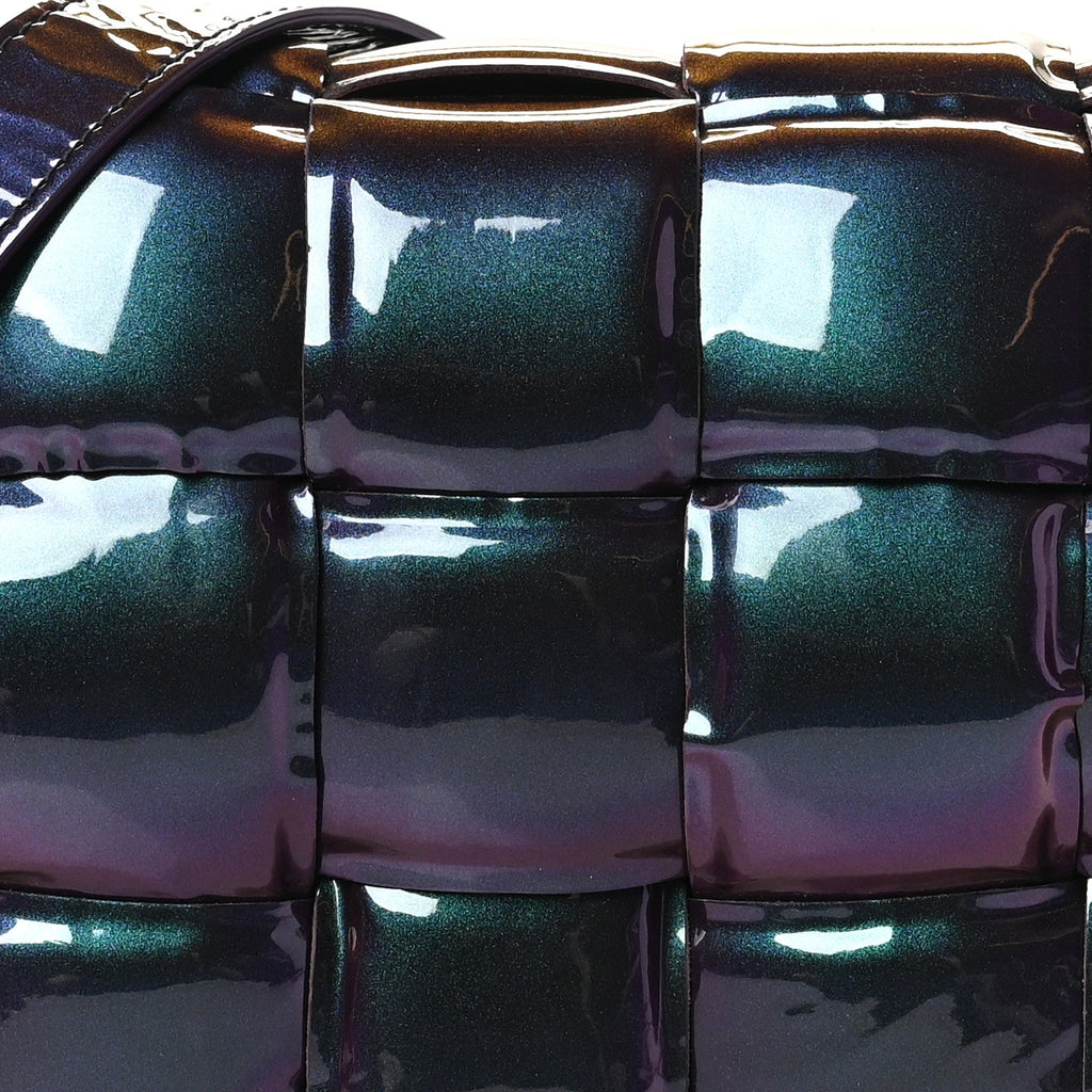 Glossy Nail Polish Nappa Maxi Intreccio Padded Cassette Crossbody Bag Holographic
