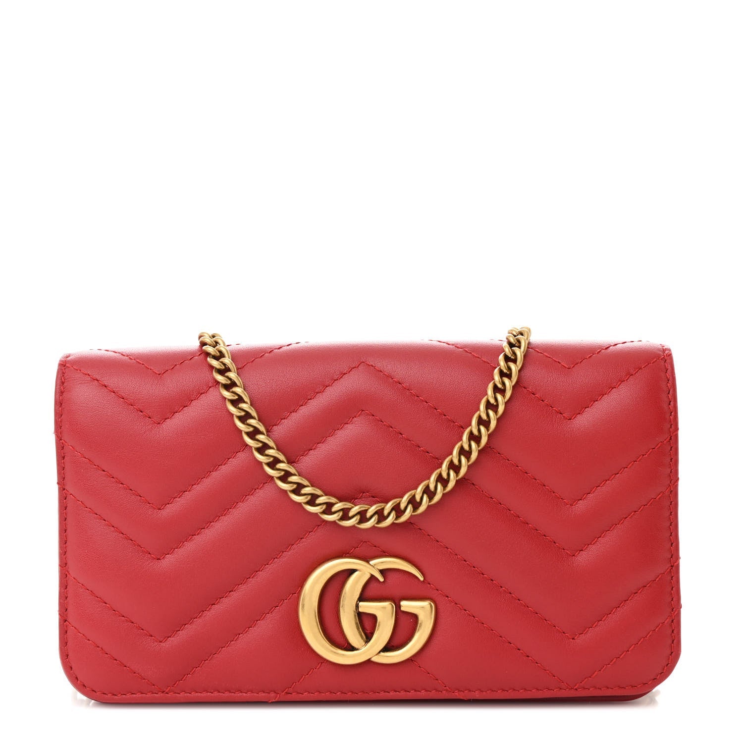 Calfskin Matelasse GG Marmont Mini Bag Hibiscus Red