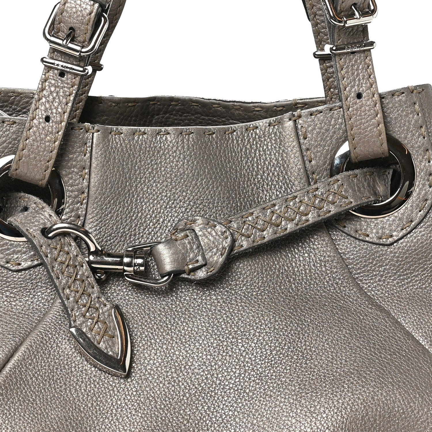 Cuoio Romano Selleria Pomodorino Tote Peltro