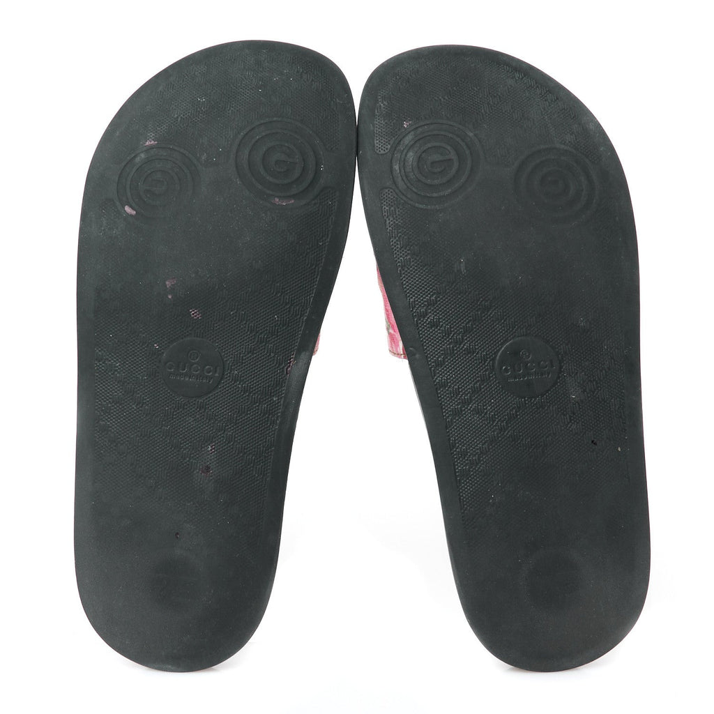 GG Supreme Monogram Blooms Slide Sandals 36 Beige Multicolor