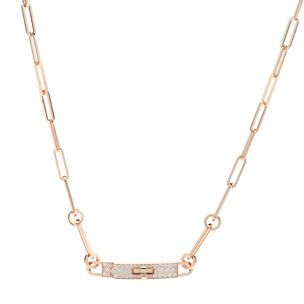 18K Rose Gold Diamond Pave Kelly Chaine Choker Necklace