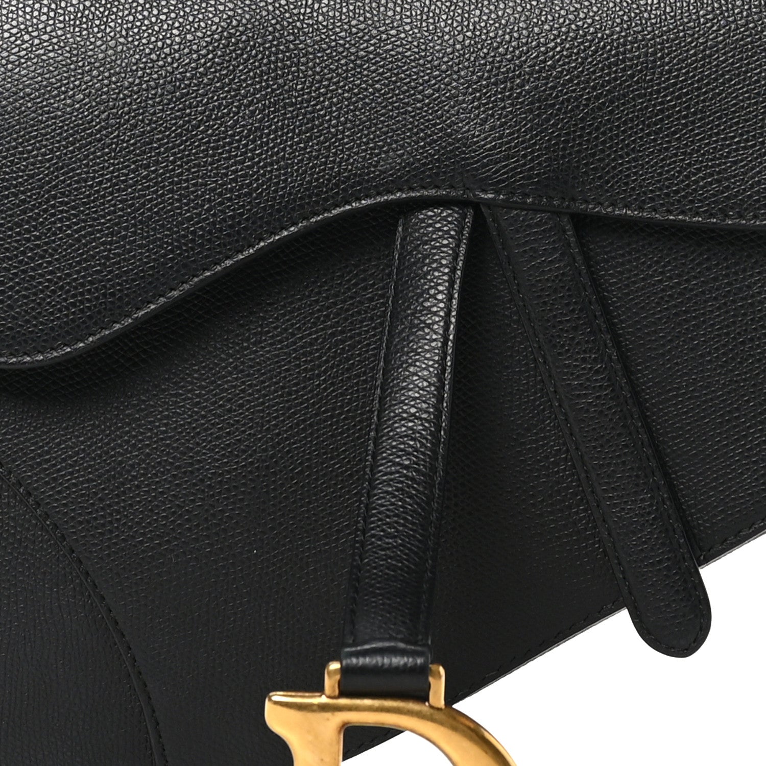 Grained Calfskin Saddle Bag Black