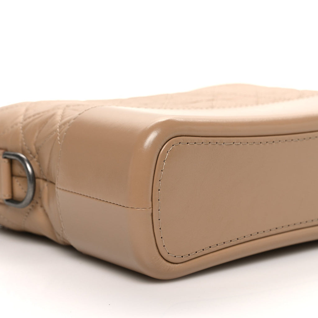 Aged Calfskin Quilted New Medium Gabrielle Hobo Beige