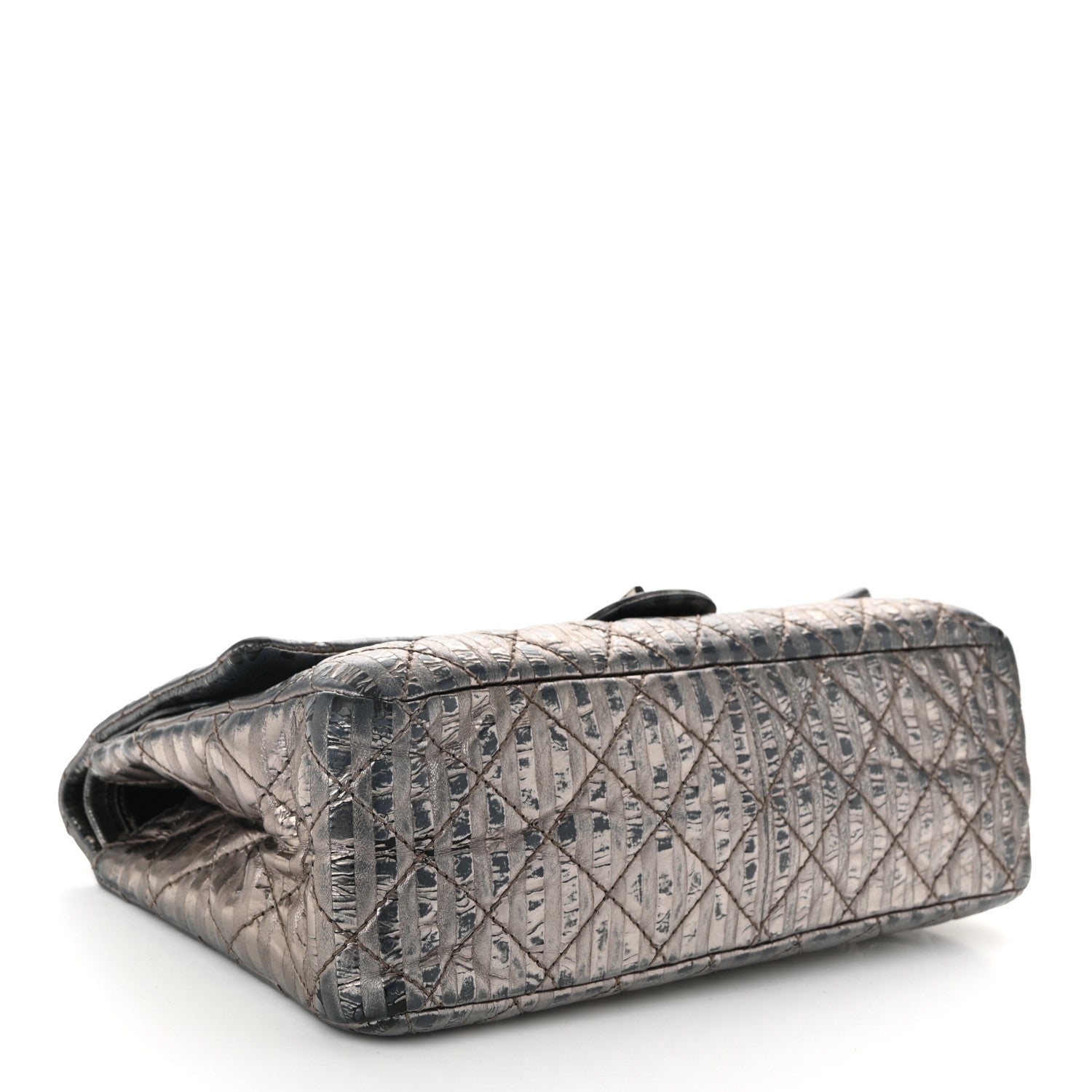 Metallic Calfskin Striped 2.55 Reissue 226 Flap Dark Silver