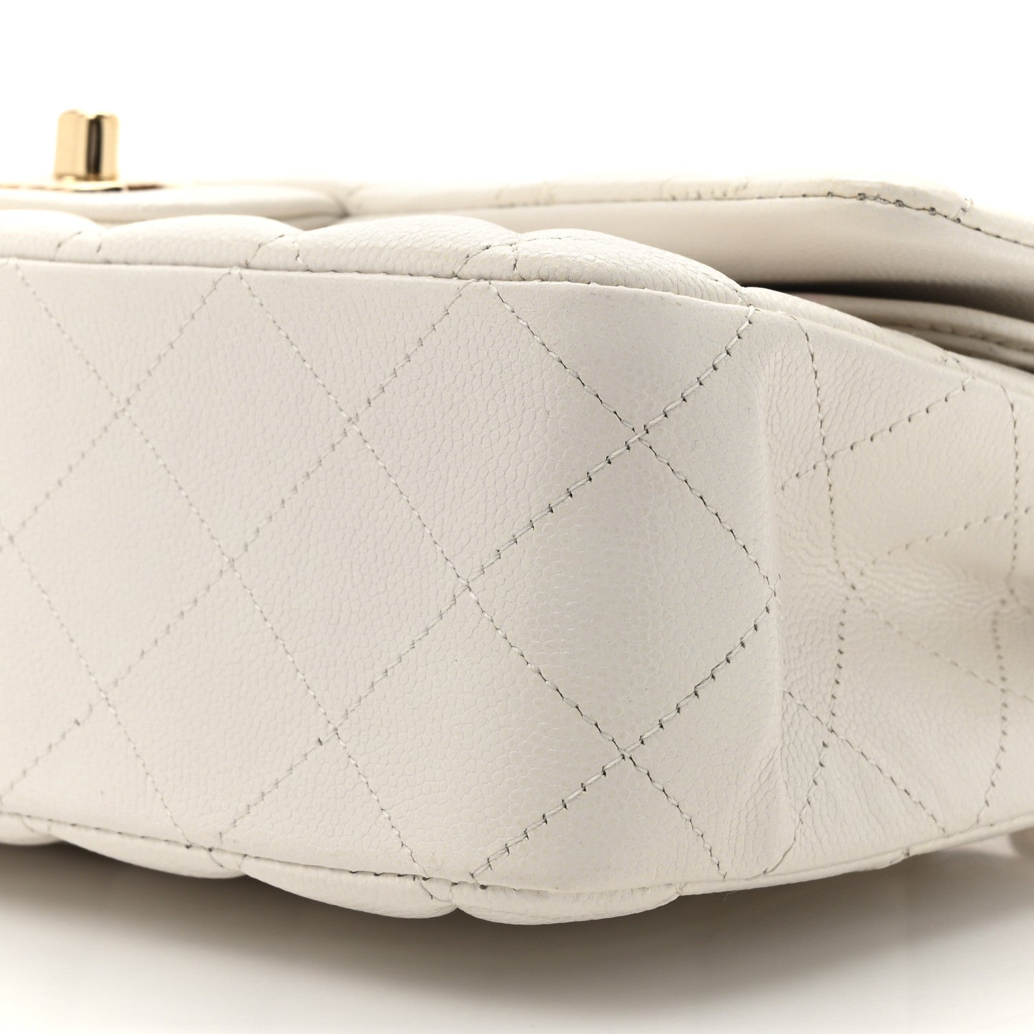 Caviar Quilted Medium Double Flap White