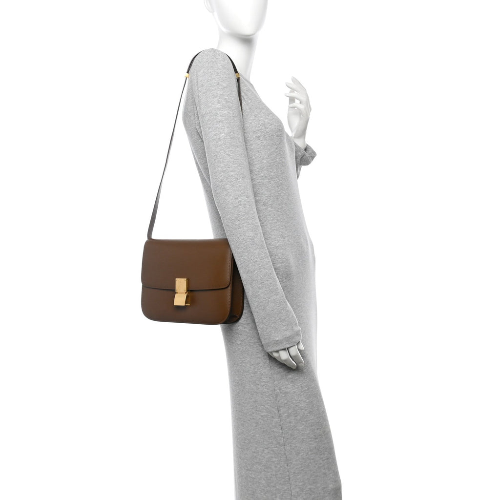 Box Calfskin Medium Classic Box Flap Bag Taupe