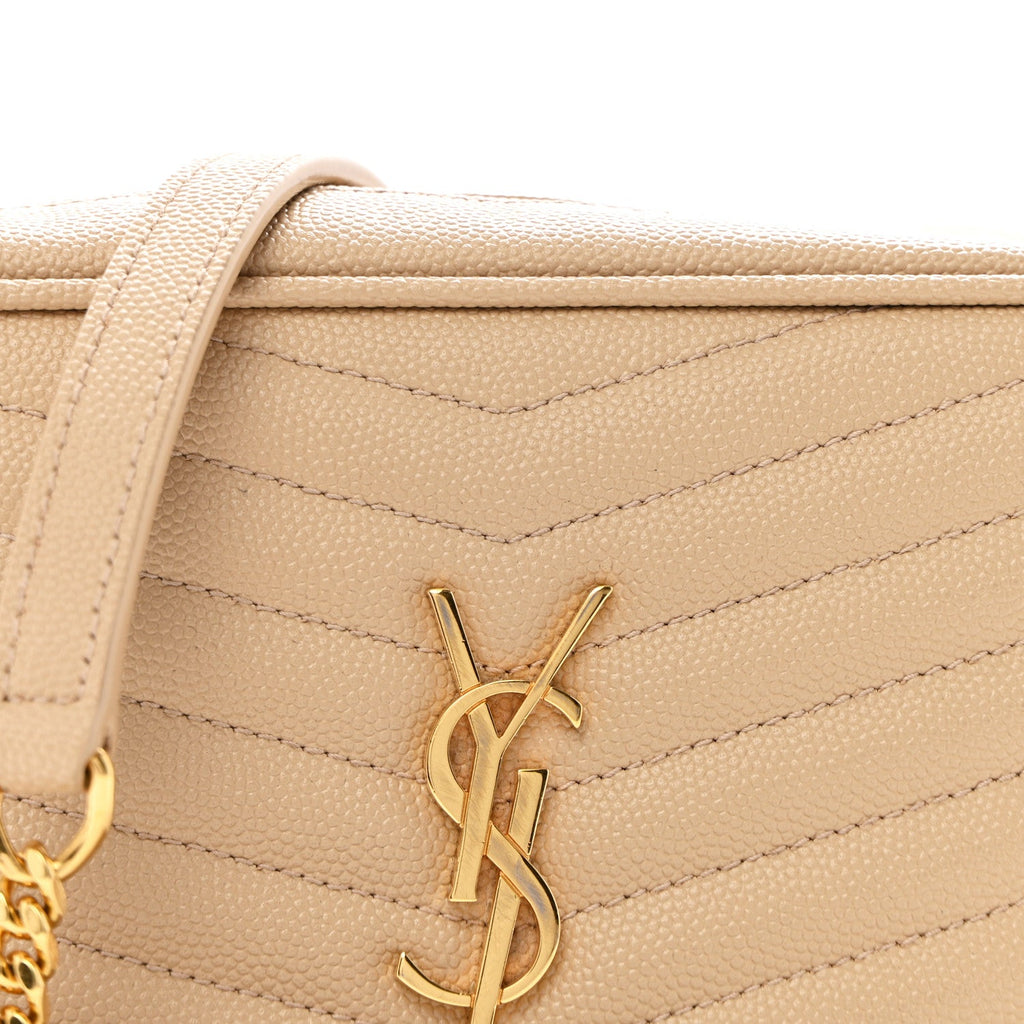 Grain De Poudre Matelasse Monogram Mini Lou Camera Bag Dark Beige