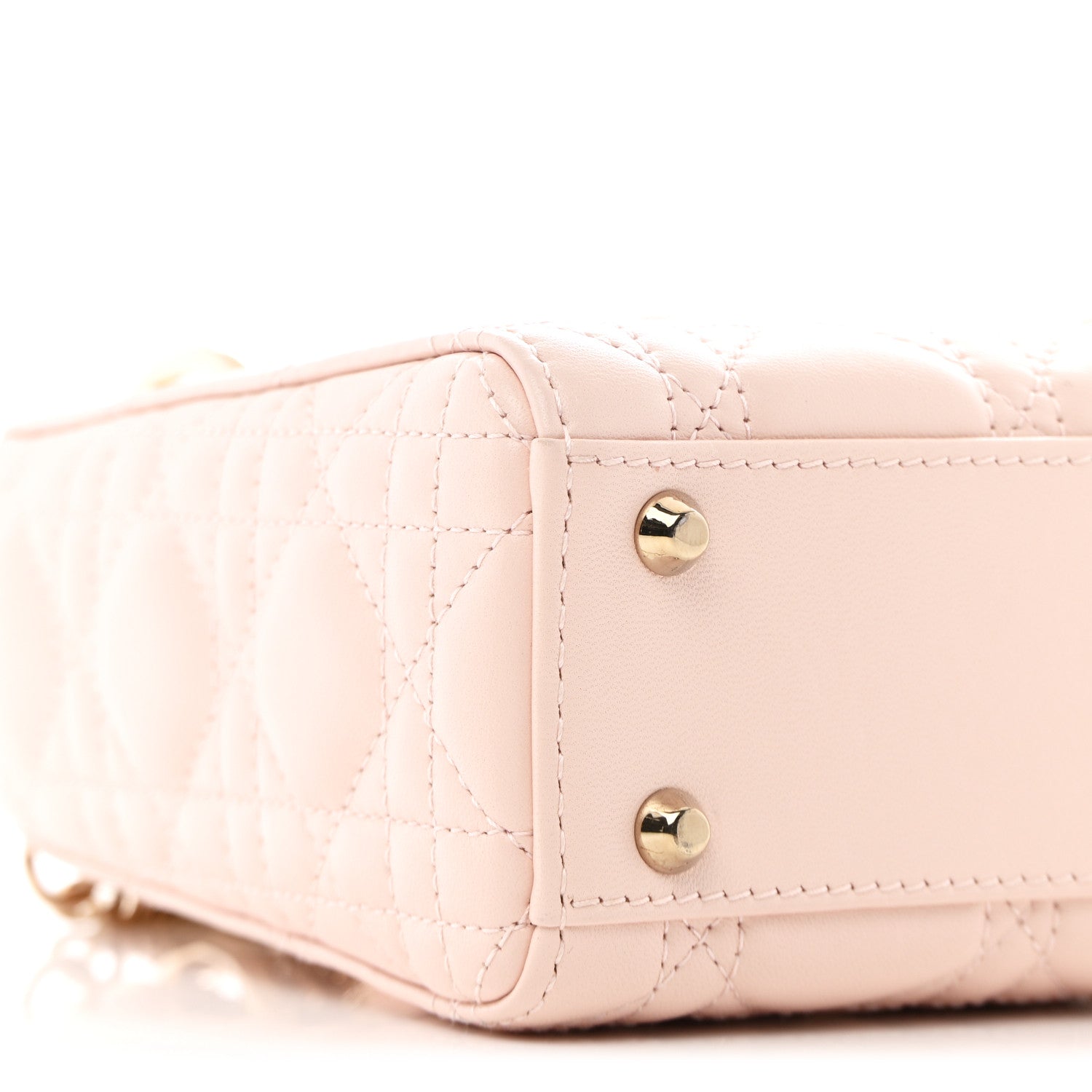 Lambskin Cannage Crystal Mini Lady Dior Powder Pink