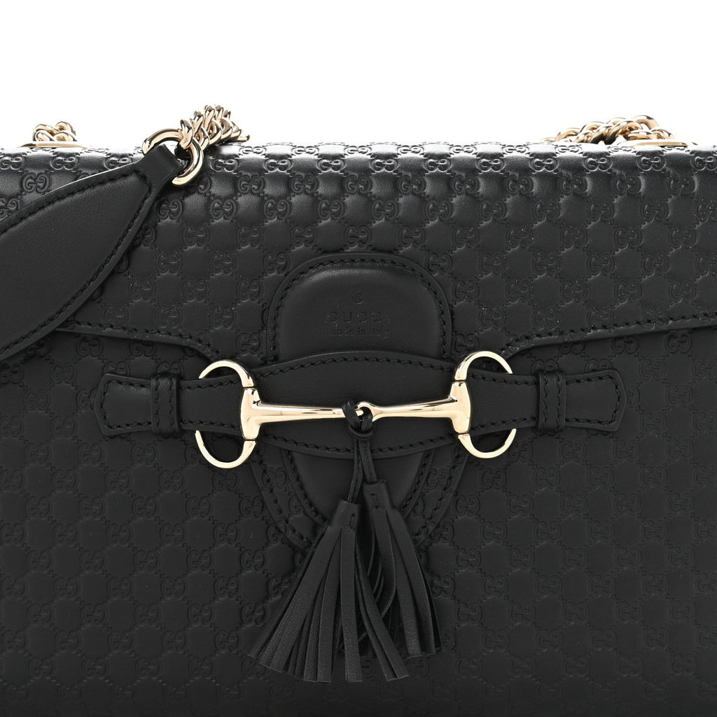 Microguccissima Medium Emily Chain Shoulder Bag Black