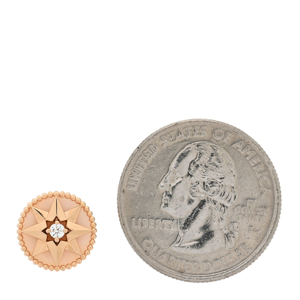 18K Rose Gold Diamond Medium Pink Opal Medium Rose Des Vents Single Earring